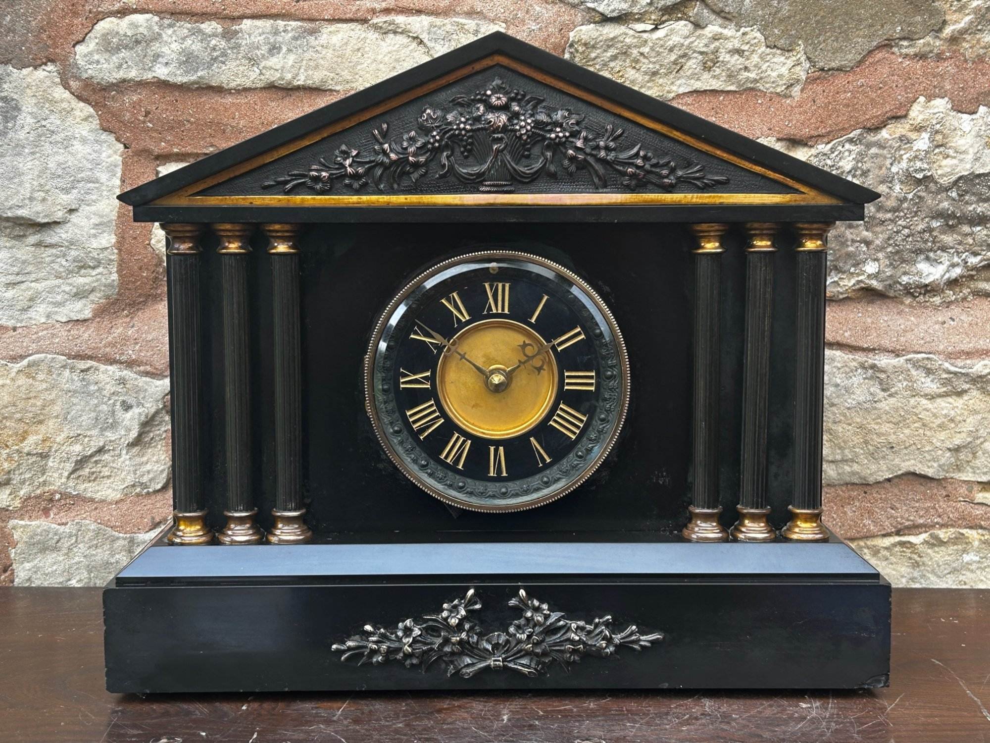 Architectural Slate Mantle clock – Rare movement