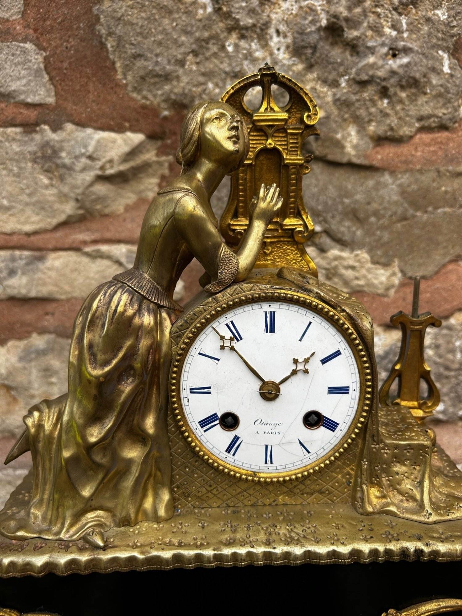 French Empire Bronze Ormolu & Slate mantle Clock – 8 day