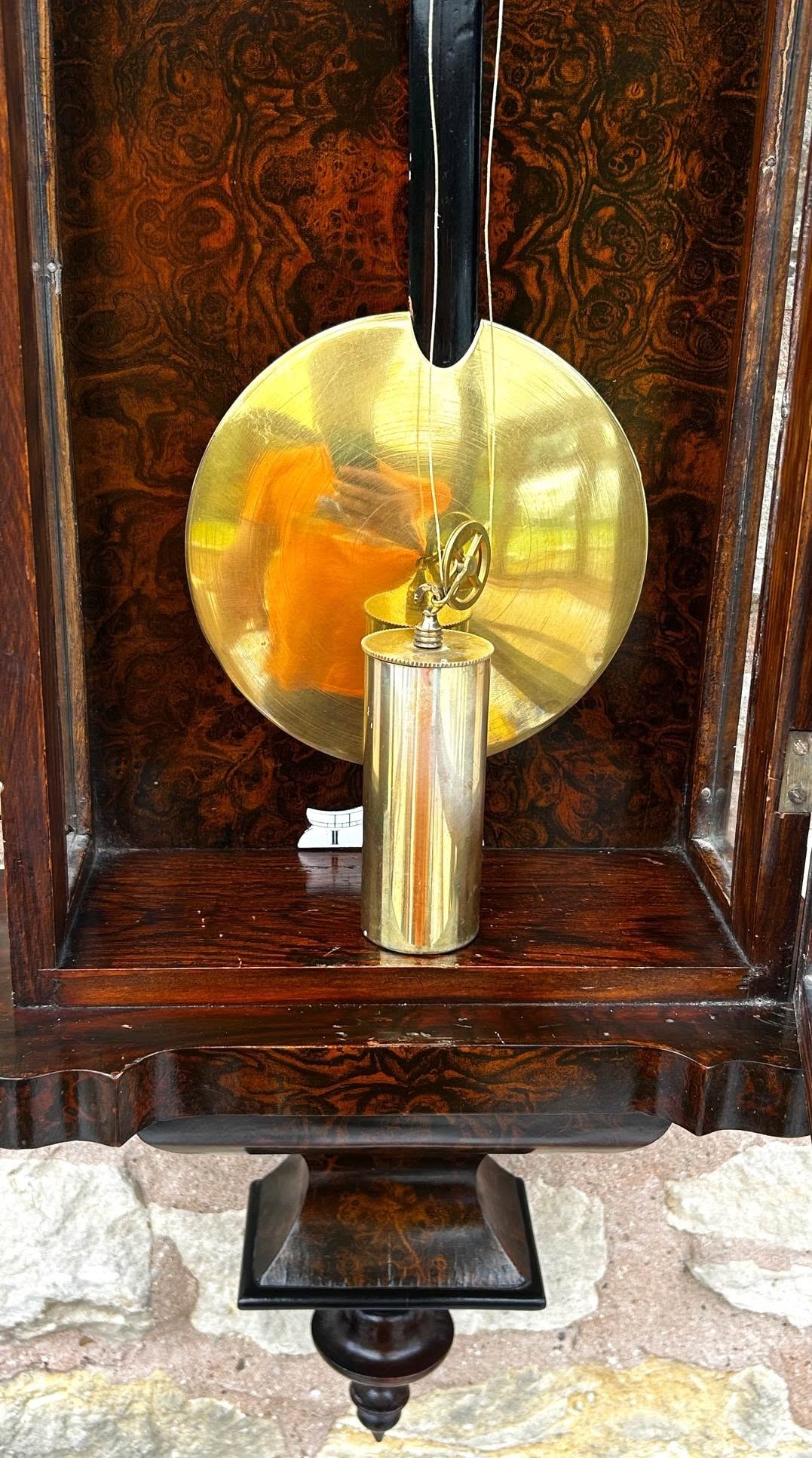 Antique Calamander Wood Single weight Vienna Regulator Wall Clock