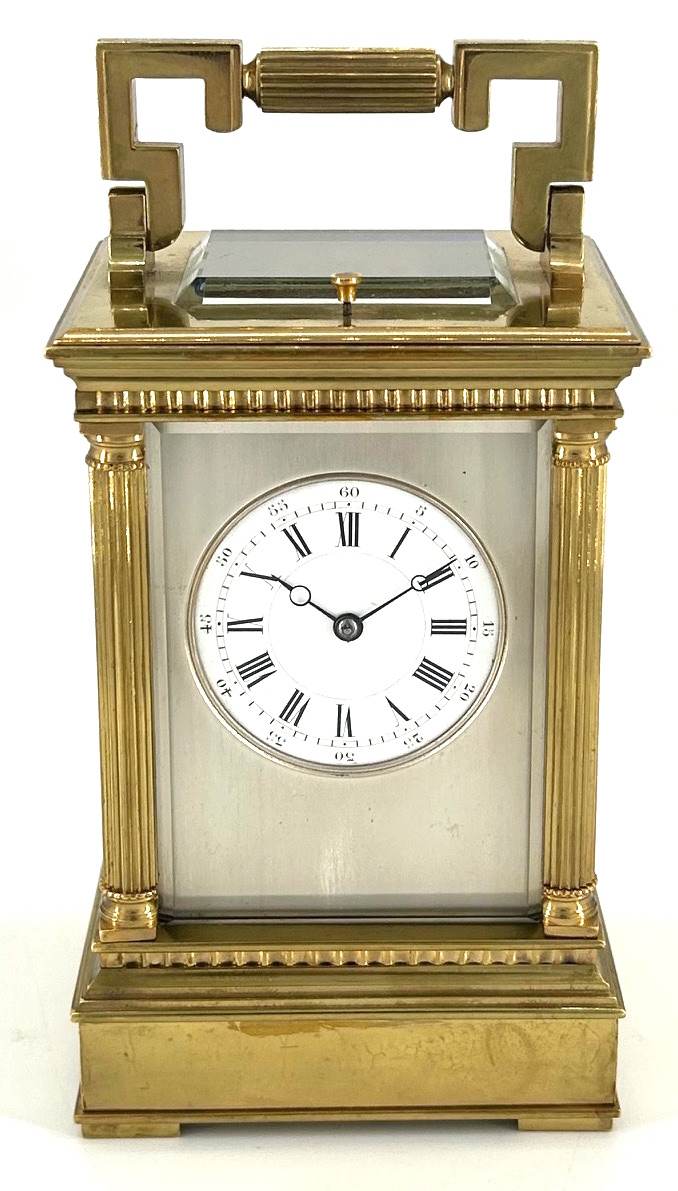 Impressive Antique Architectural masked Dial Carriage Clock - French 8-Day gong striking Carriage Clock C1860