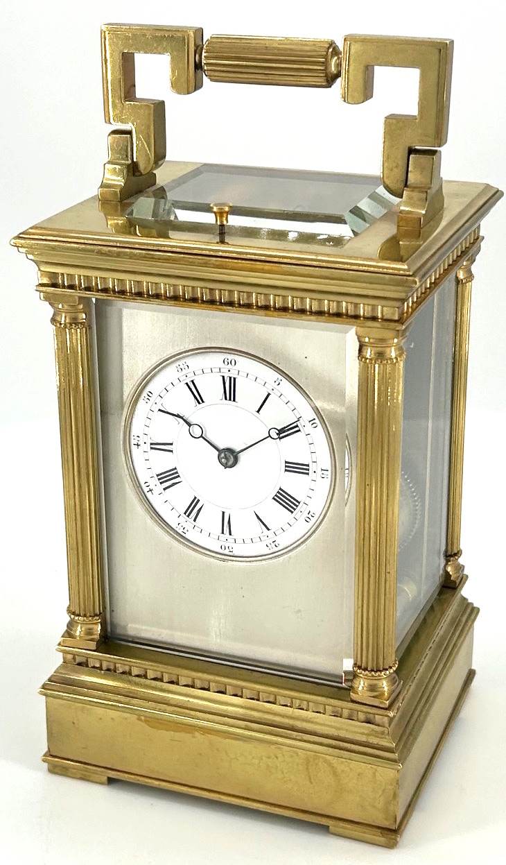 Impressive Antique Architectural masked Dial Carriage Clock - French 8-Day gong striking Carriage Clock C1860