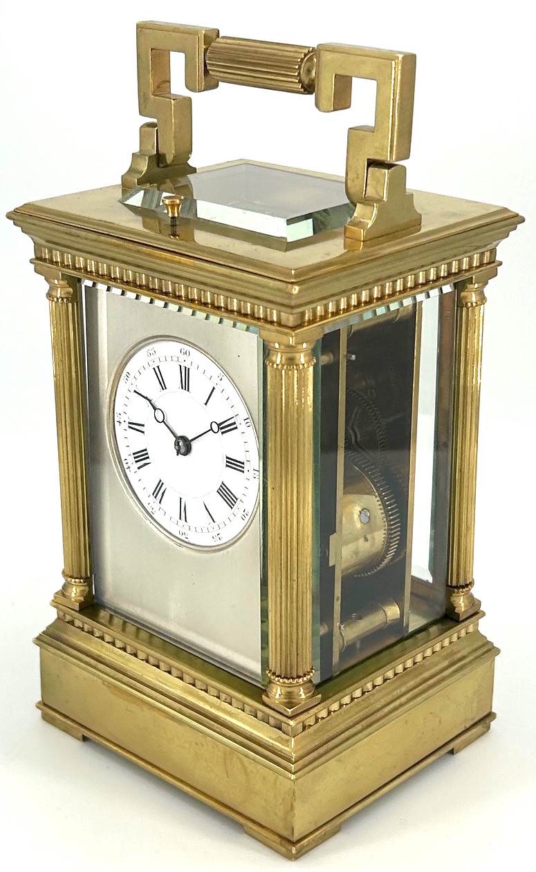 Impressive Antique Architectural masked Dial Carriage Clock - French 8-Day gong striking Carriage Clock C1860