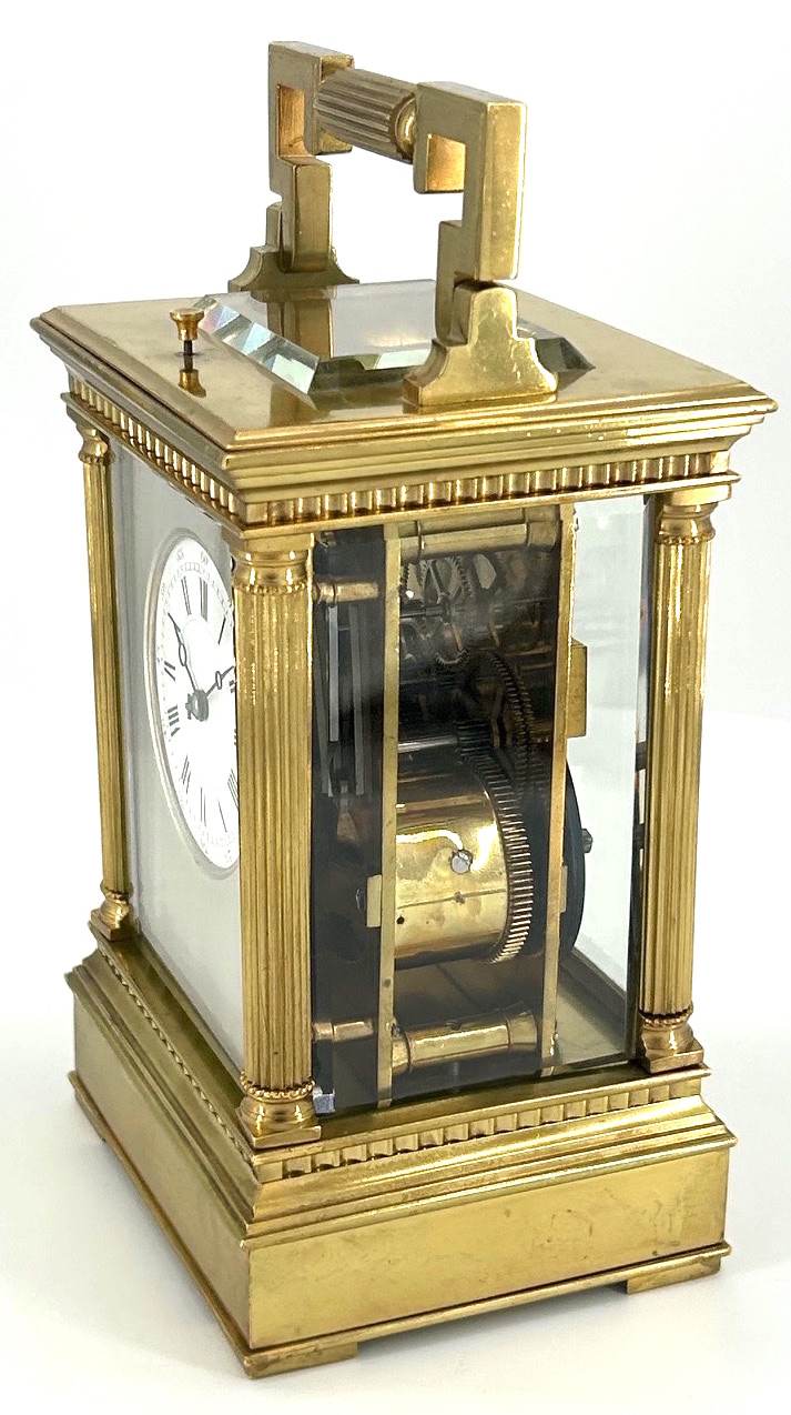 Impressive Antique Architectural masked Dial Carriage Clock - French 8-Day gong striking Carriage Clock C1860
