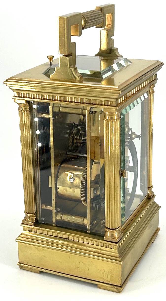 Impressive Antique Architectural masked Dial Carriage Clock - French 8-Day gong striking Carriage Clock C1860
