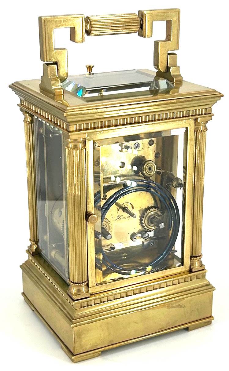 Impressive Antique Architectural masked Dial Carriage Clock - French 8-Day gong striking Carriage Clock C1860