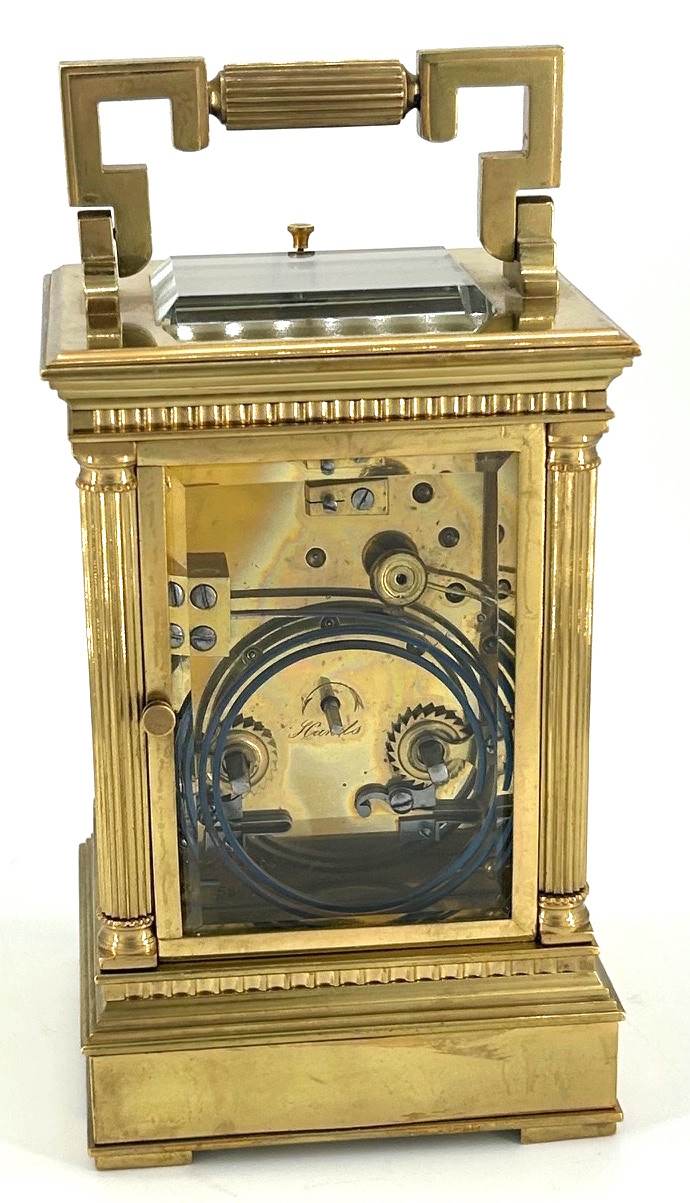Impressive Antique Architectural masked Dial Carriage Clock - French 8-Day gong striking Carriage Clock C1860