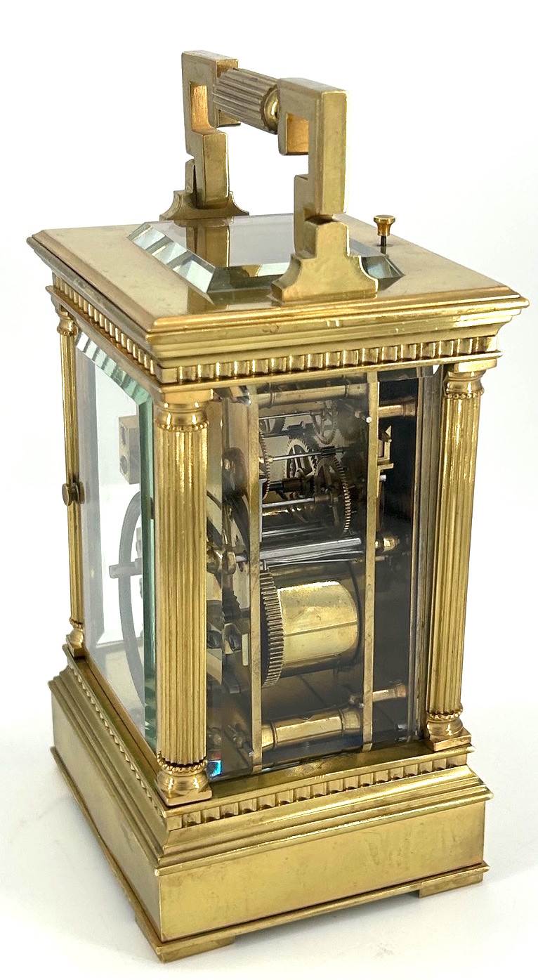 Impressive Antique Architectural masked Dial Carriage Clock - French 8-Day gong striking Carriage Clock C1860