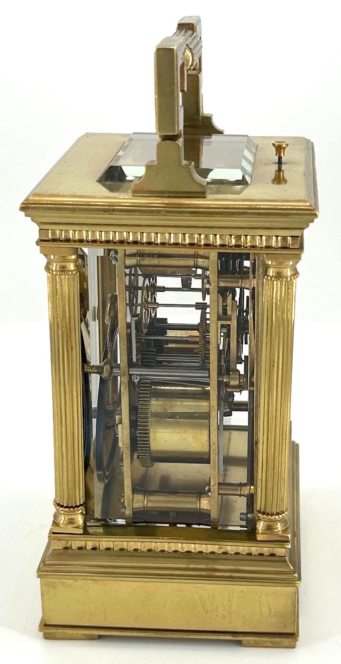 Impressive Antique Architectural masked Dial Carriage Clock - French 8-Day gong striking Carriage Clock C1860
