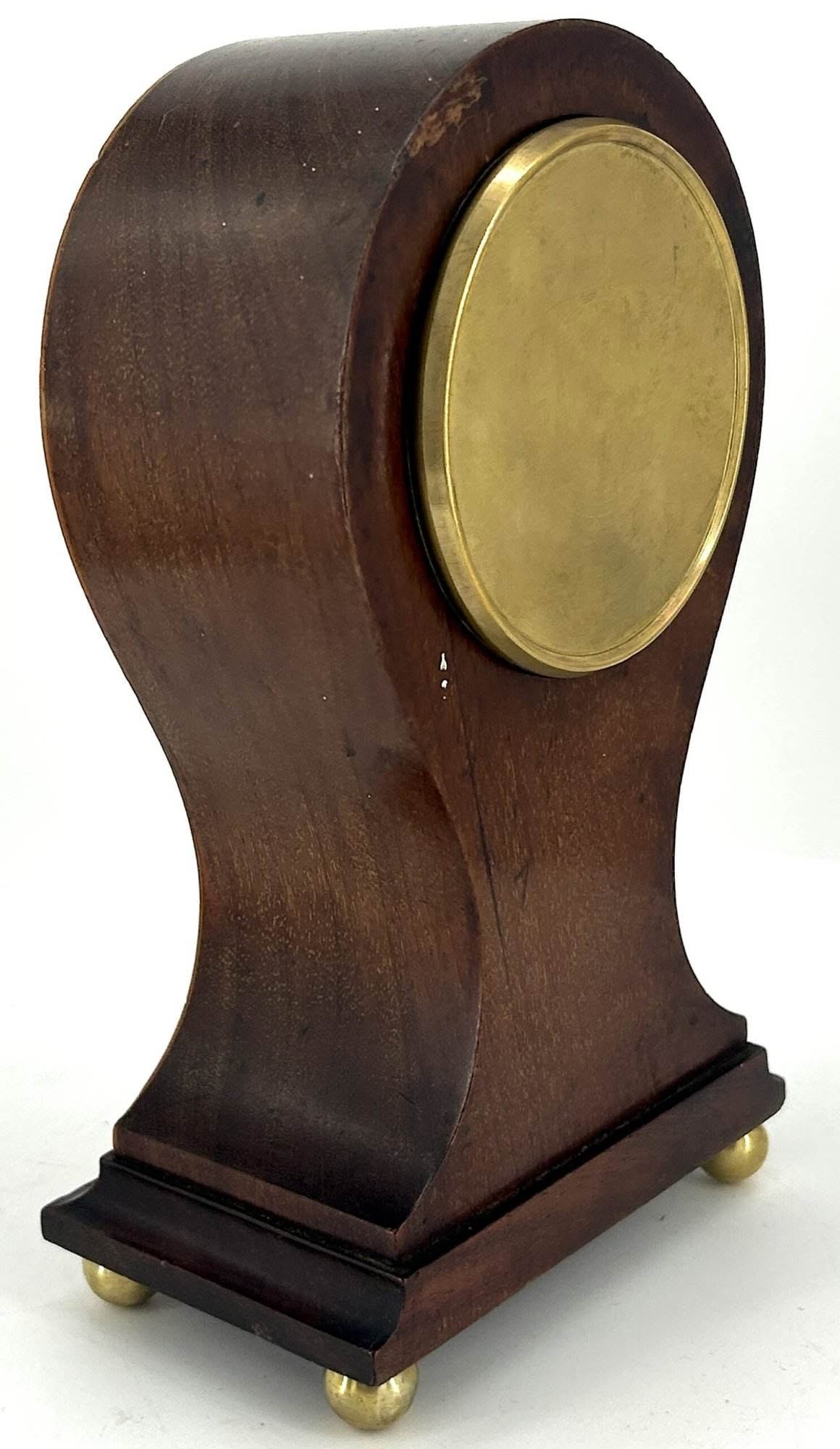 Antique Edwardian inlaid Mahogany Balloon Shape Mantel Clock C1905 - Image 10