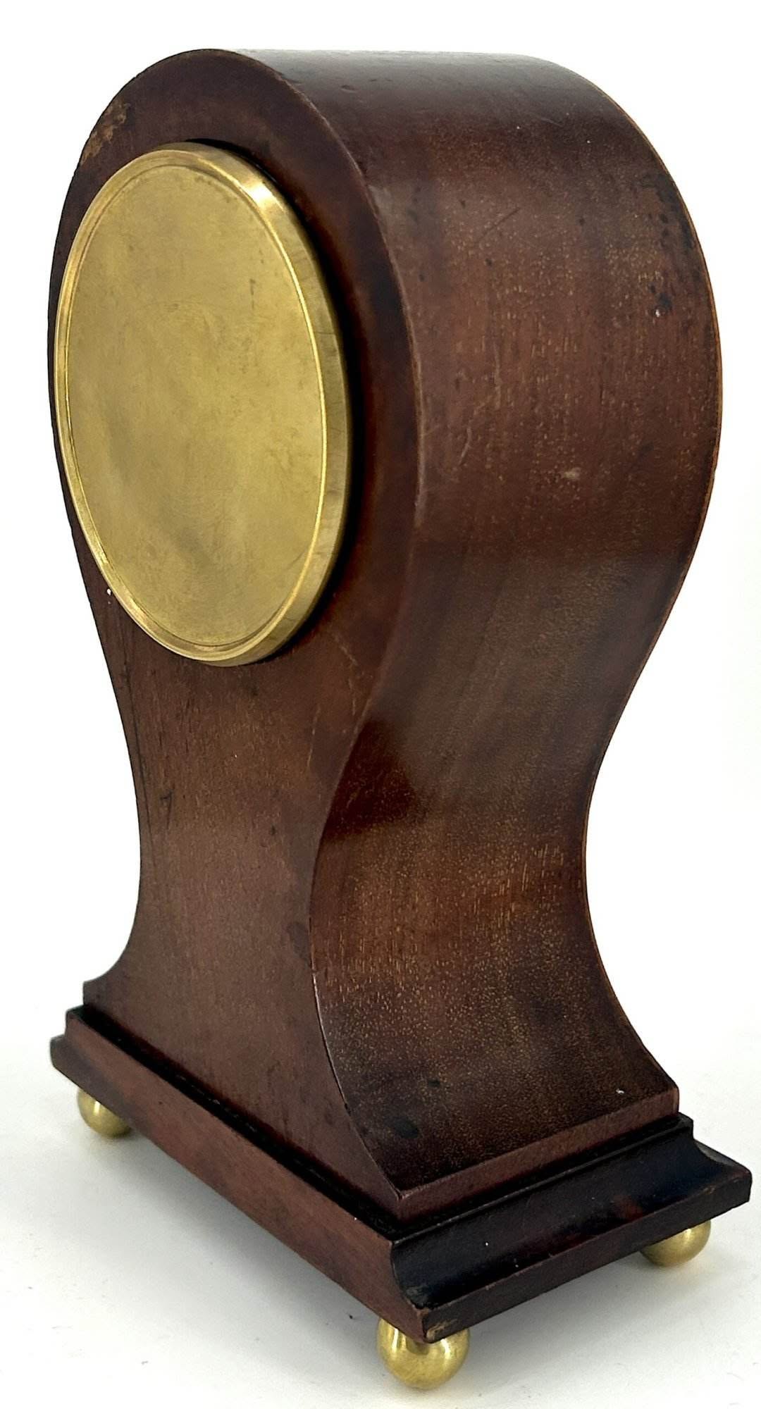 Antique Edwardian inlaid Mahogany Balloon Shape Mantel Clock C1905 - Image 8