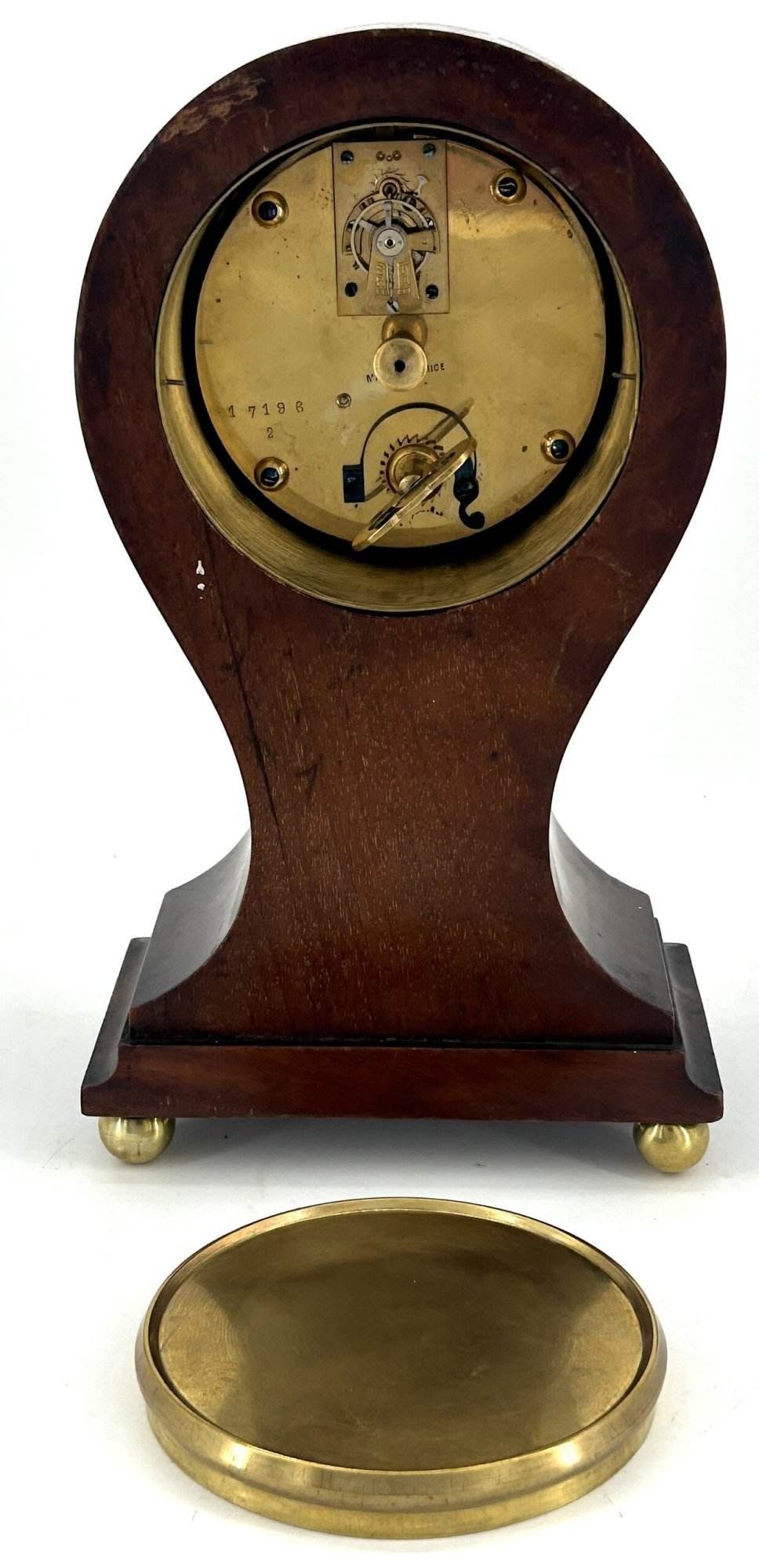 Antique Edwardian inlaid Mahogany Balloon Shape Mantel Clock C1905 - Image 4