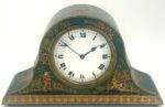 Fine Green Antique Hand painted Chinoiserie mantel Clock C1900