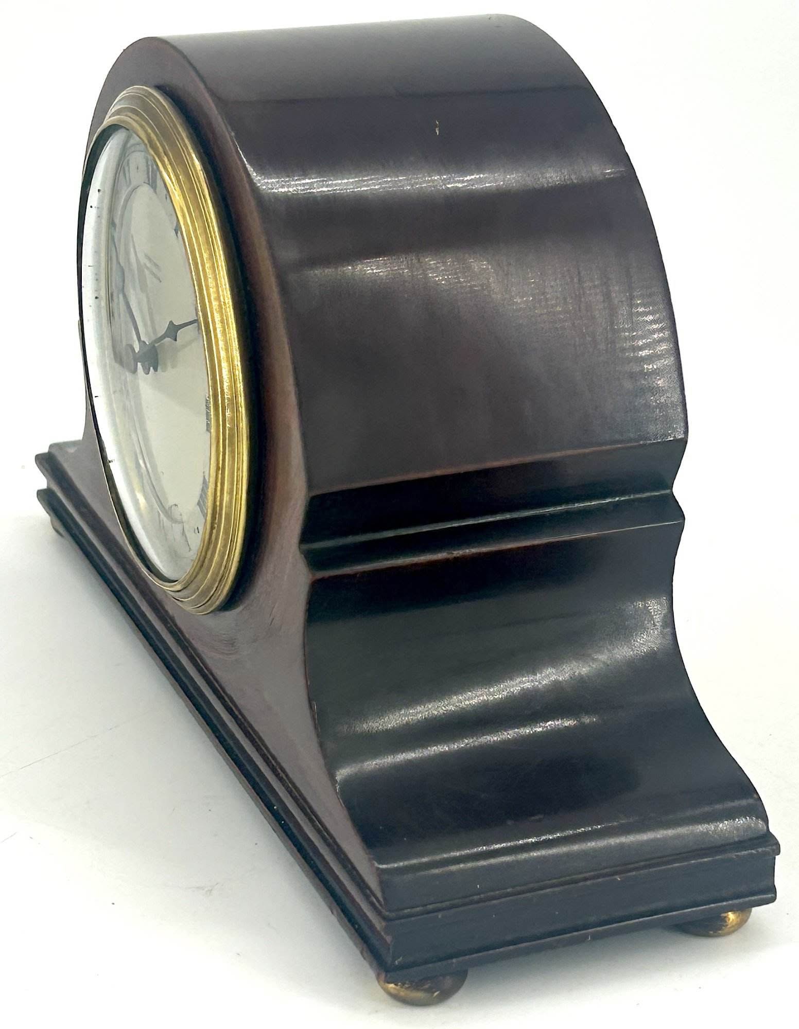 Antique Edwardian Hat Shaped Mahogany Mantel Clock C1900 - Image 2