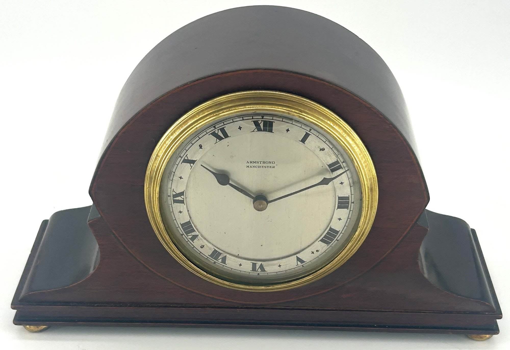 Antique Edwardian Hat Shaped Mahogany Mantel Clock C1900