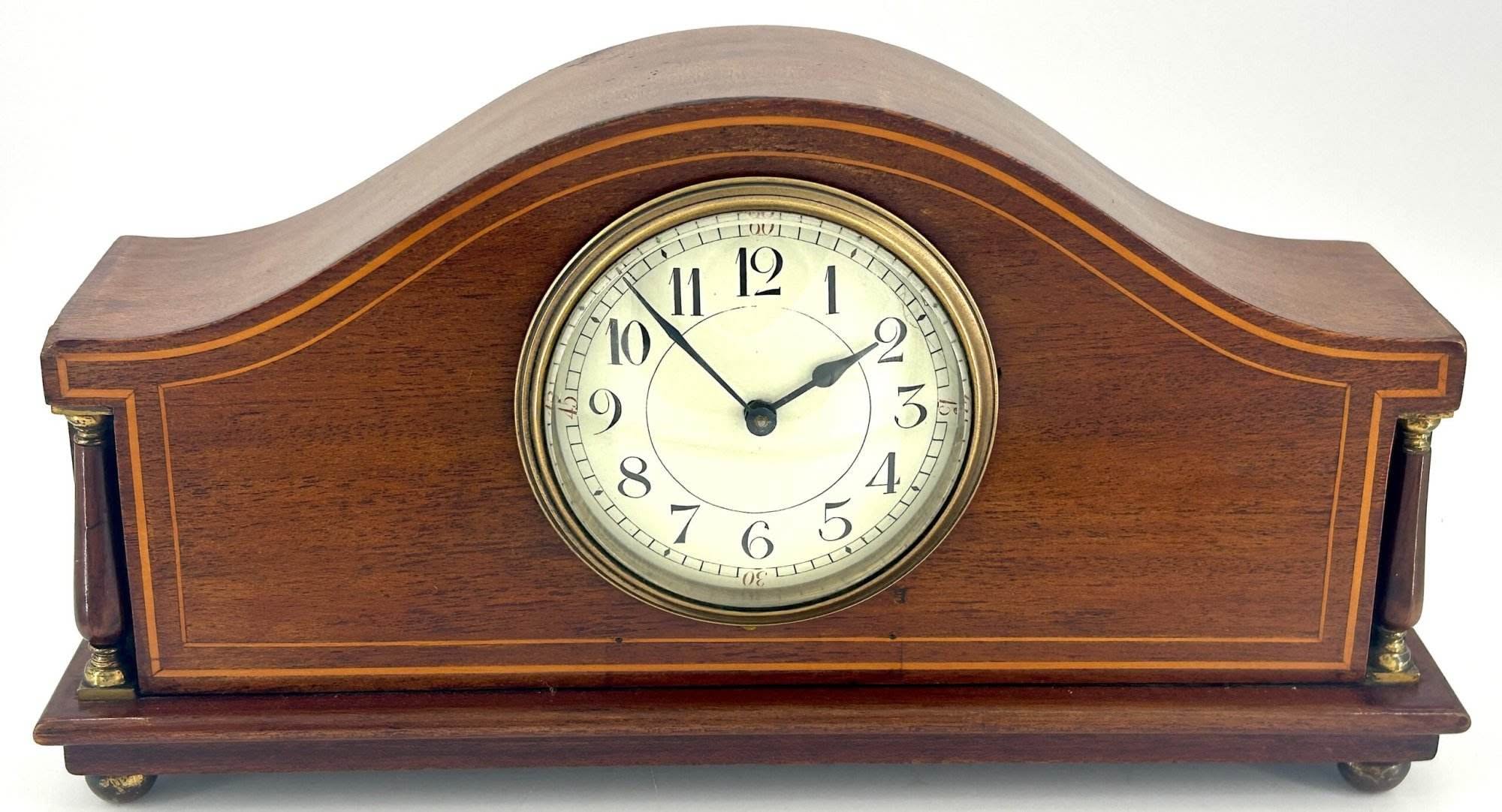 Classic Antique Edwardian inlaid Arched Mantel Clock C1910