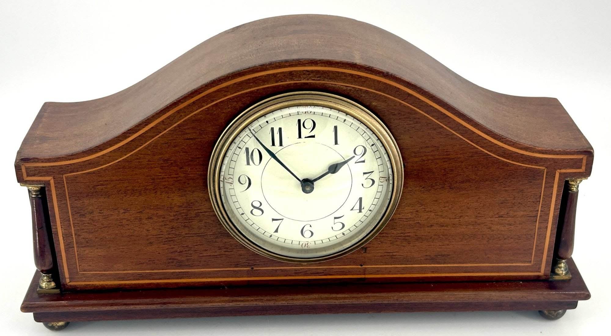Antique Edwardian inlaid Arched Mantel Clock C1910