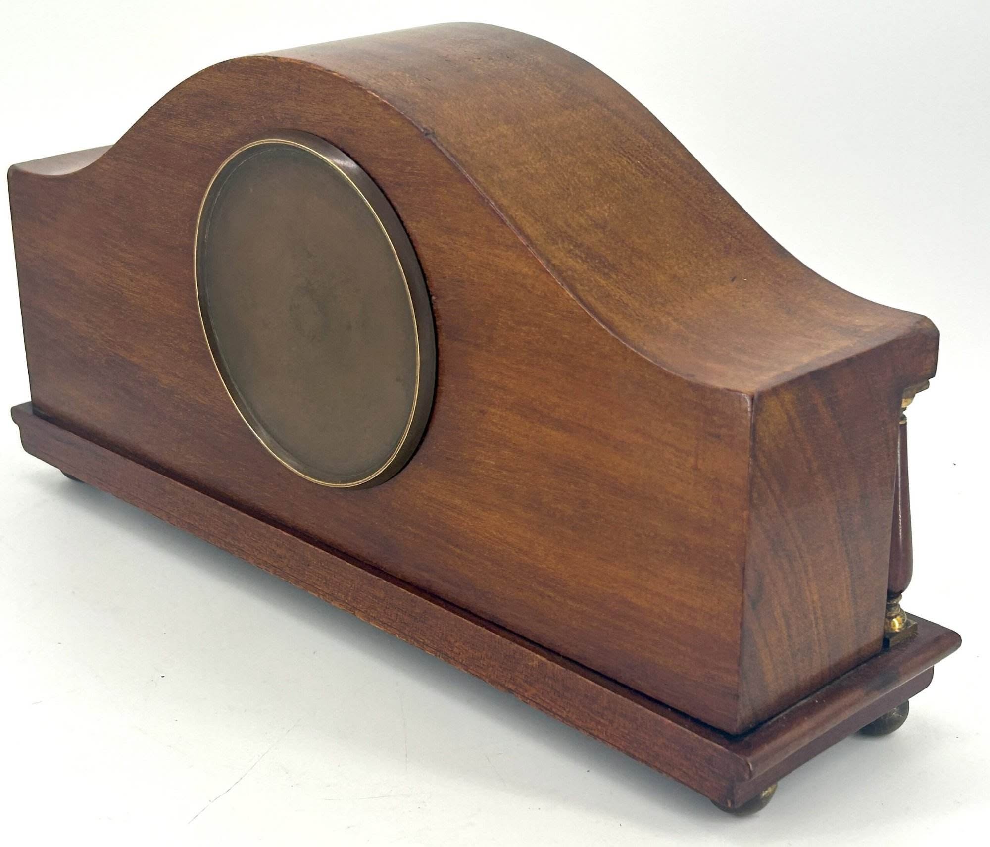 Classic Antique Edwardian inlaid Arched Mantel Clock C1910 - Image 8