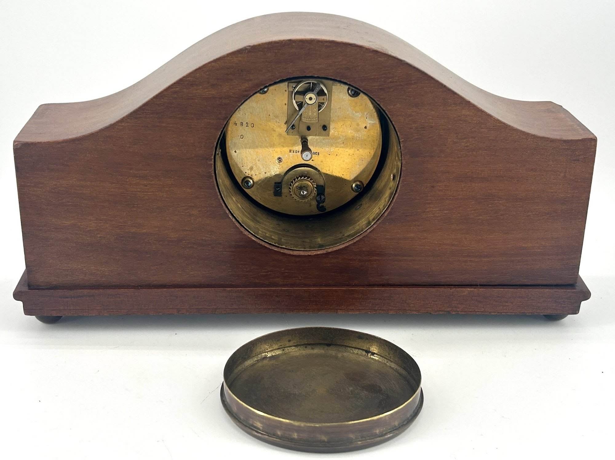 Classic Antique Edwardian inlaid Arched Mantel Clock C1910 - Image 7