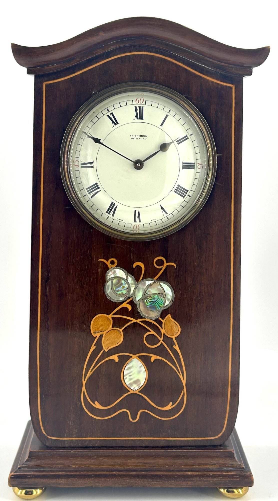 Fabulous Antique Edwardian satinwood & mother of pearl inlaid Mantel Clock C1900 - Image 7