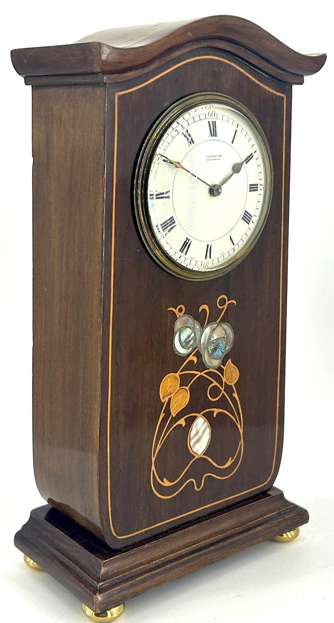 Fabulous Antique Edwardian satinwood & mother of pearl inlaid Mantel Clock C1900 - Image 11