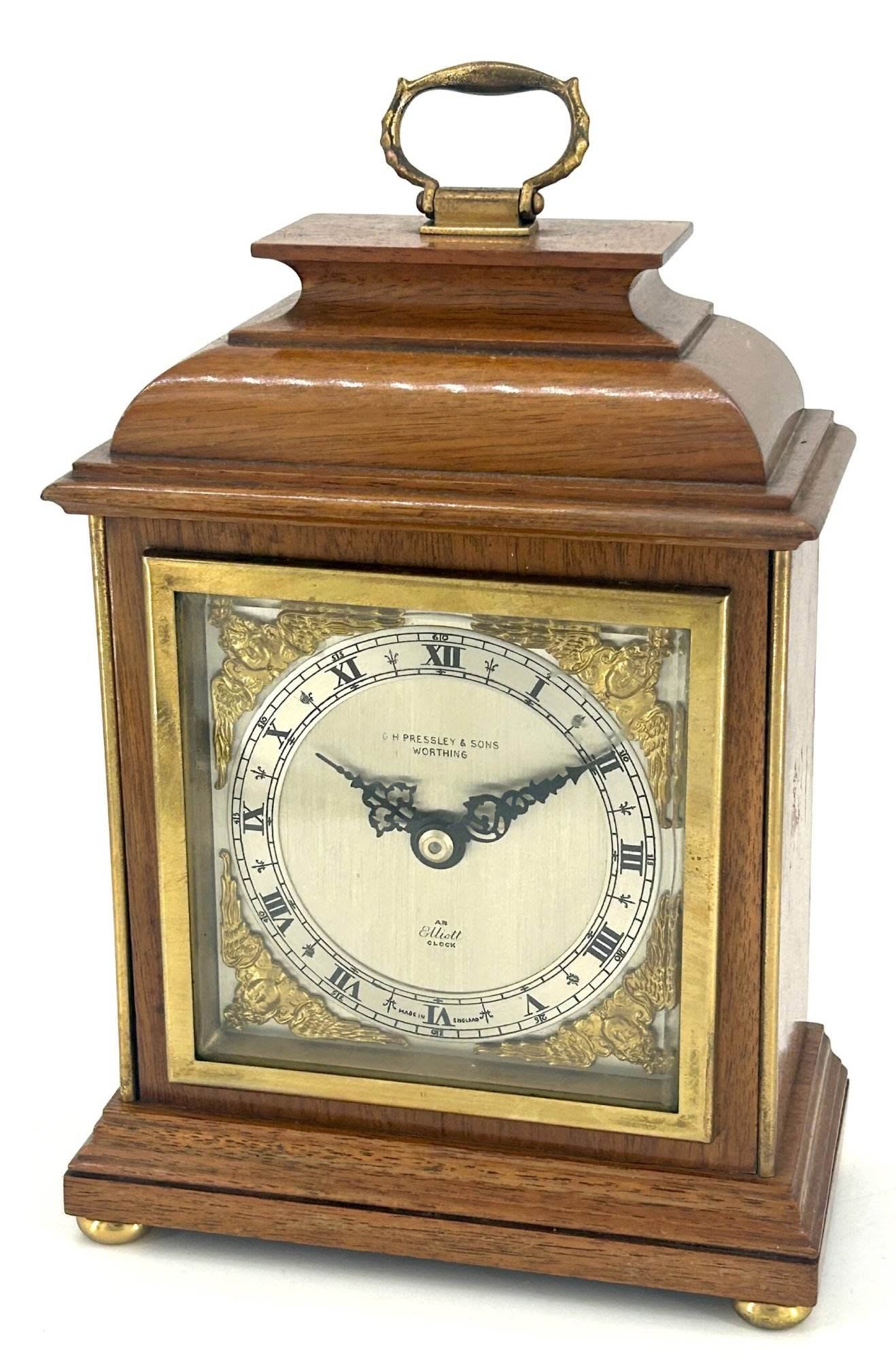 Fantastic Mahogany Case Caddy Top Elliot Mantel Clock - Image 9