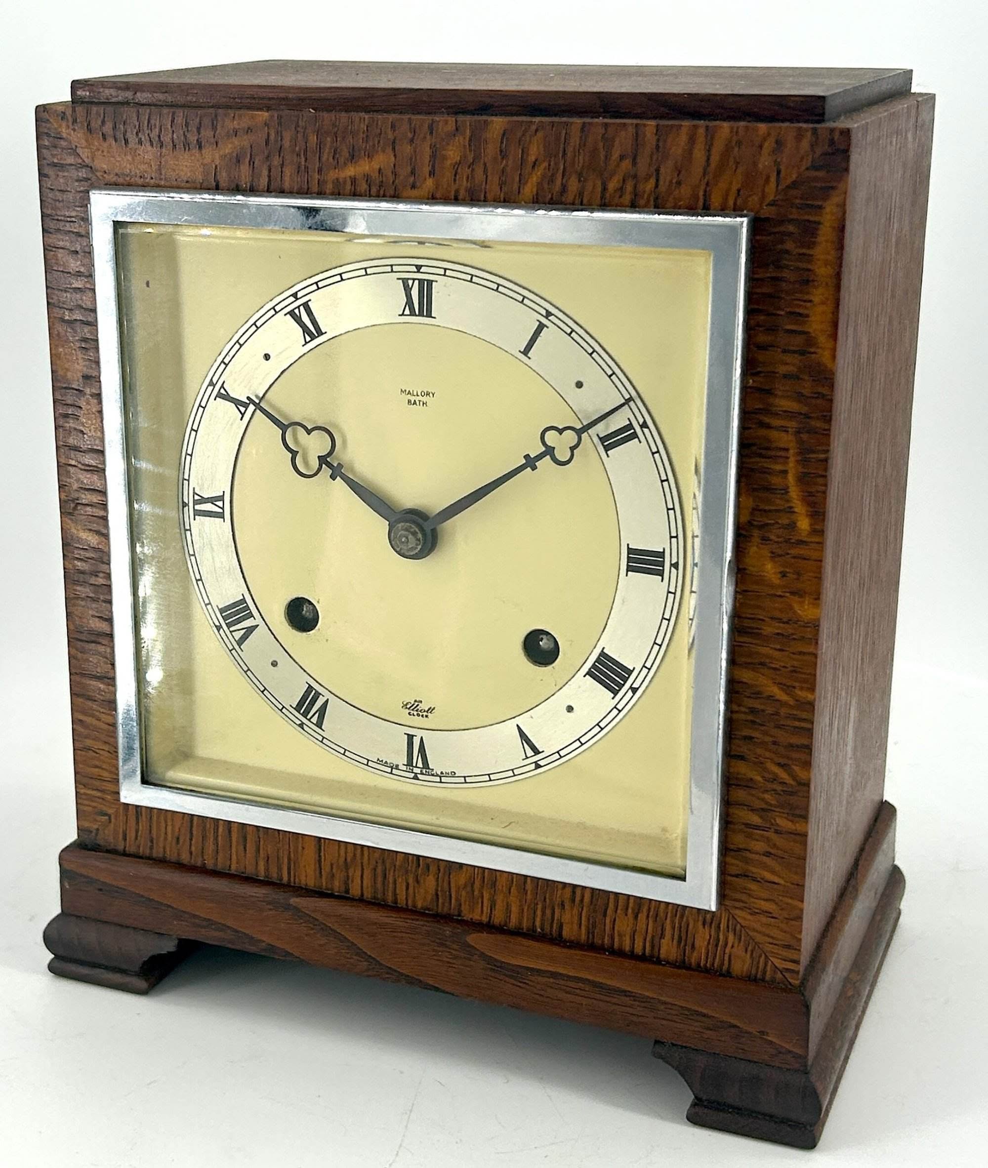 Stylish Retro Elliot Oak Case Mantle Clock - Image 15