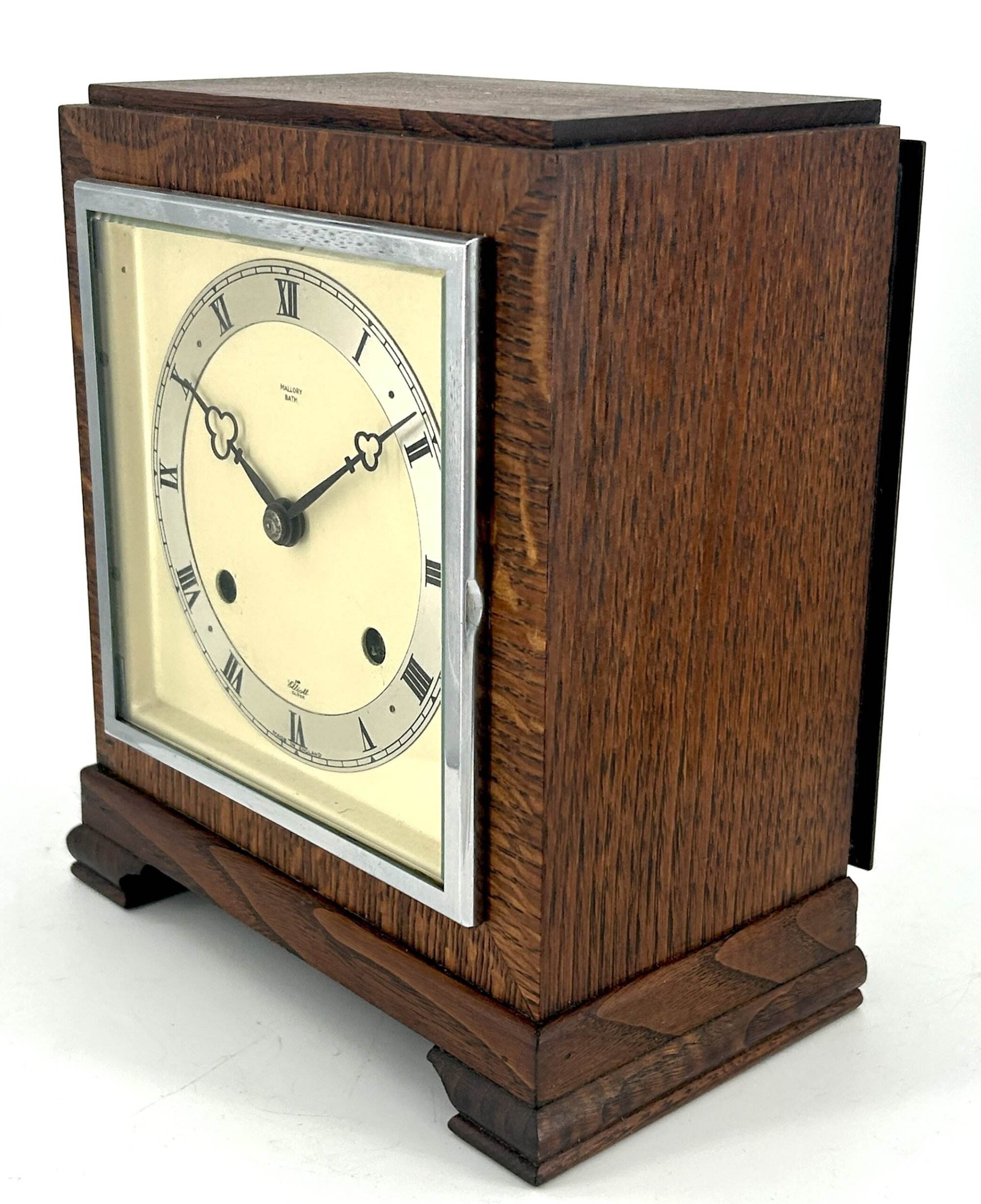 Stylish Retro Elliot Oak Case Mantle Clock - Image 14