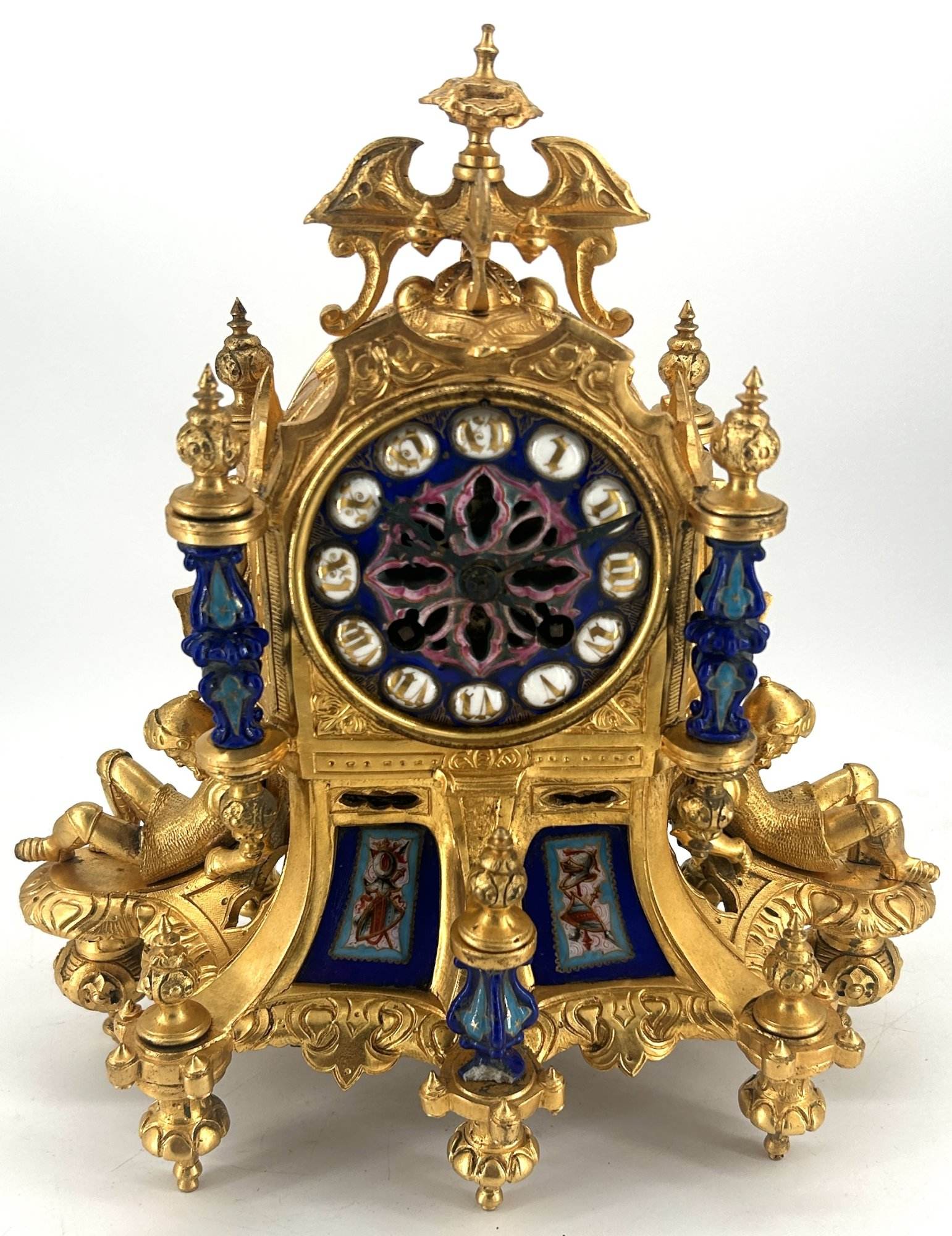 Stunning Rare Blue Coalport Porcelain Mantle Clock – ca 1850 - Image 4