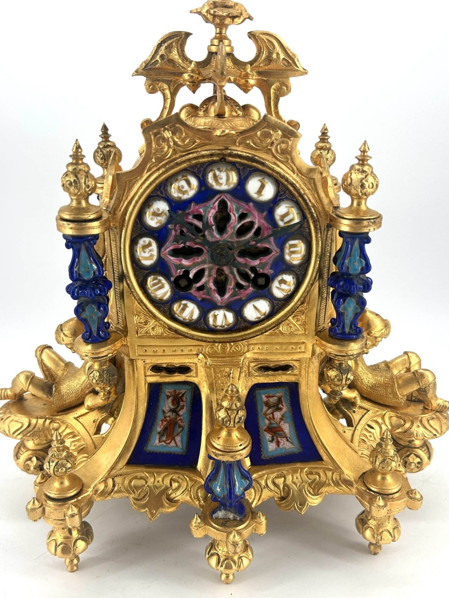 Stunning Rare Blue Coalport Porcelain Mantle Clock – ca 1850 - Image 6