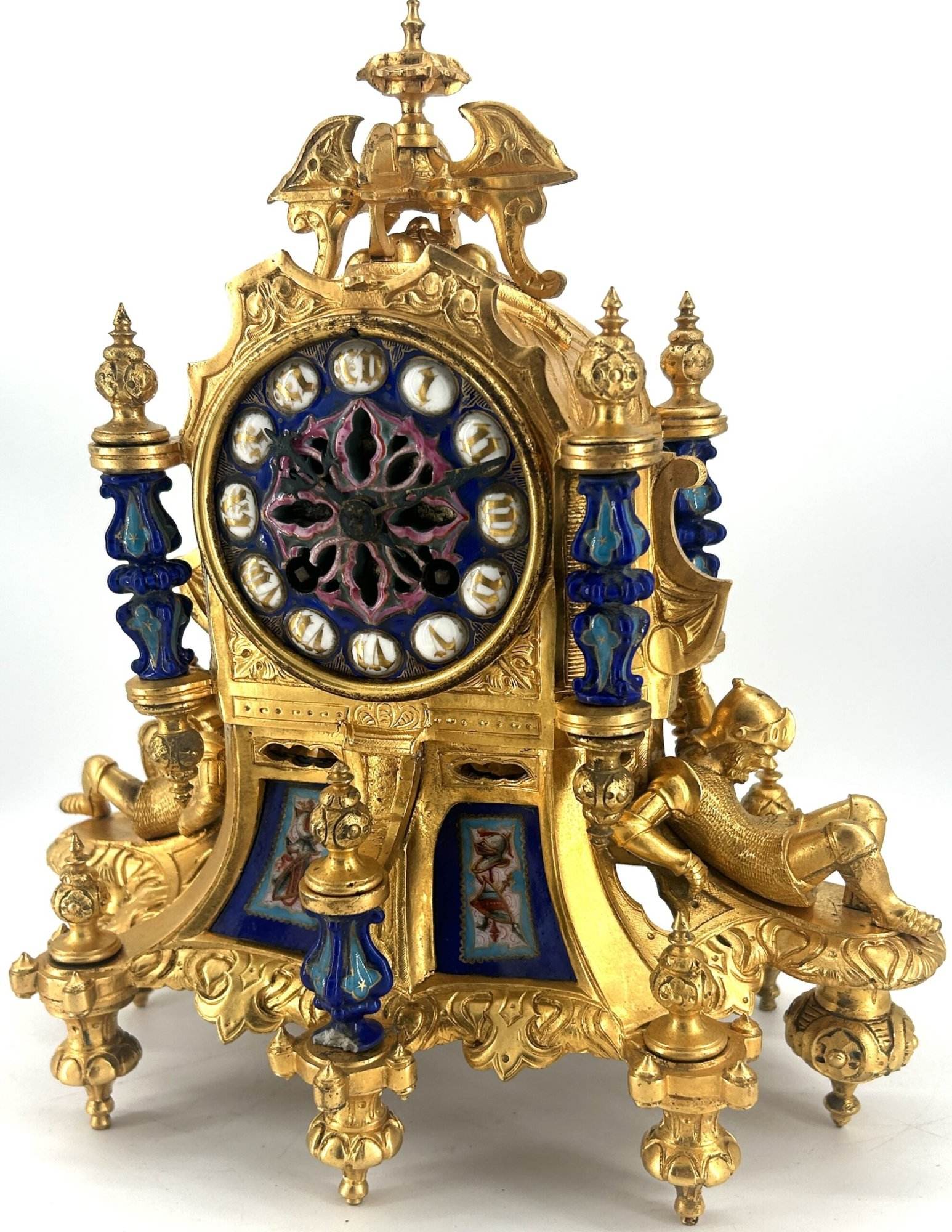 Stunning Rare Blue Coalport Porcelain Mantle Clock – ca 1850 - Image 5