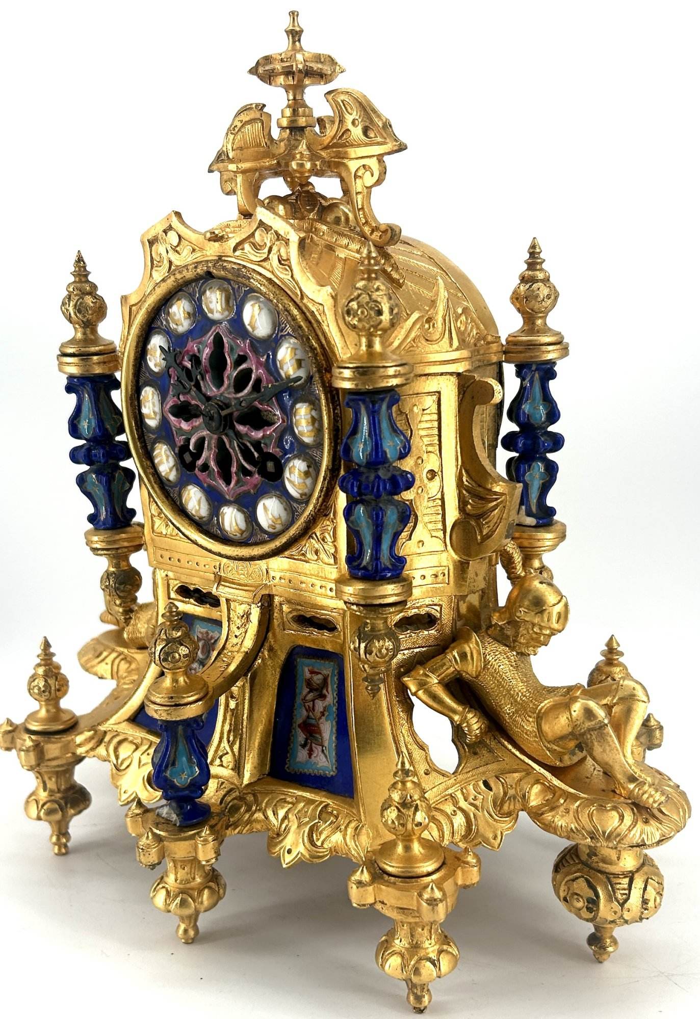 Stunning Rare Blue Coalport Porcelain Mantle Clock – ca 1850 - Image 7