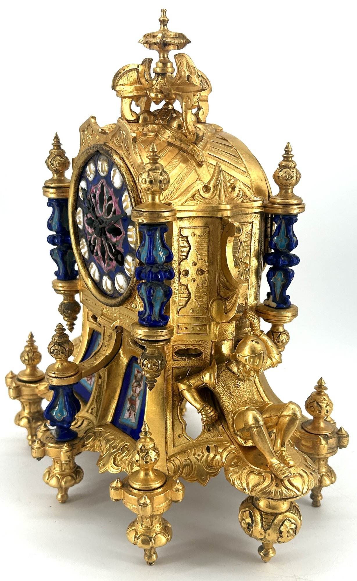 Stunning Rare Blue Coalport Porcelain Mantle Clock – ca 1850 - Image 8