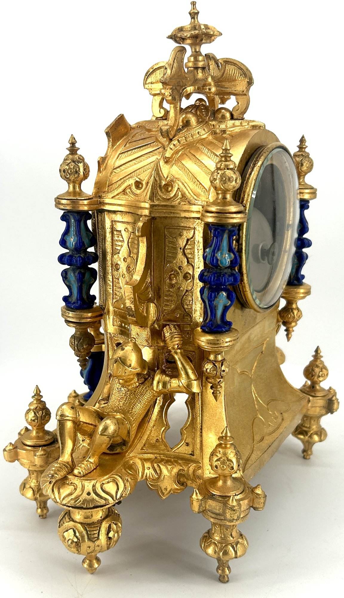 Stunning Rare Blue Coalport Porcelain Mantle Clock – ca 1850 - Image 12