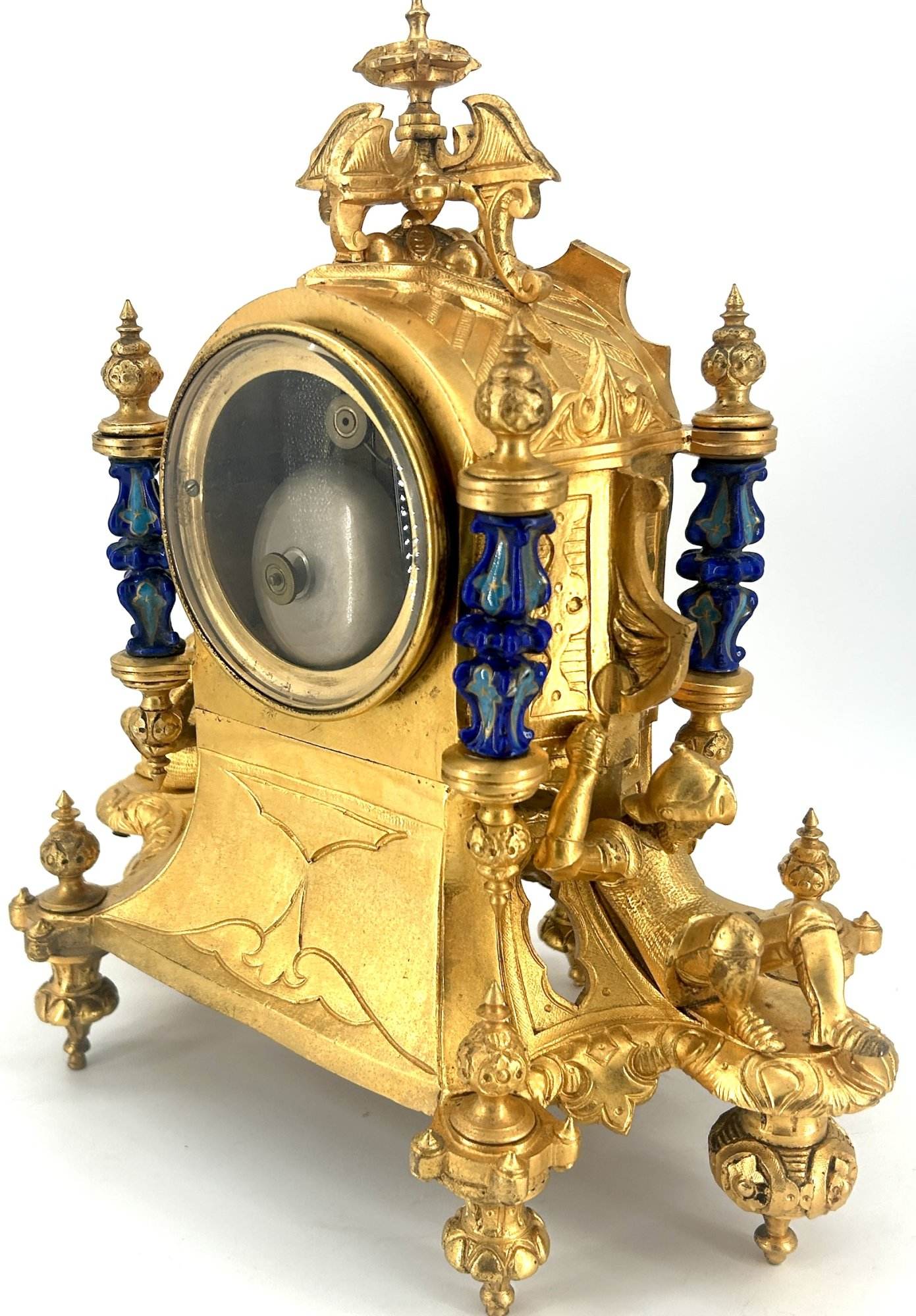 Stunning Rare Blue Coalport Porcelain Mantle Clock – ca 1850 - Image 10