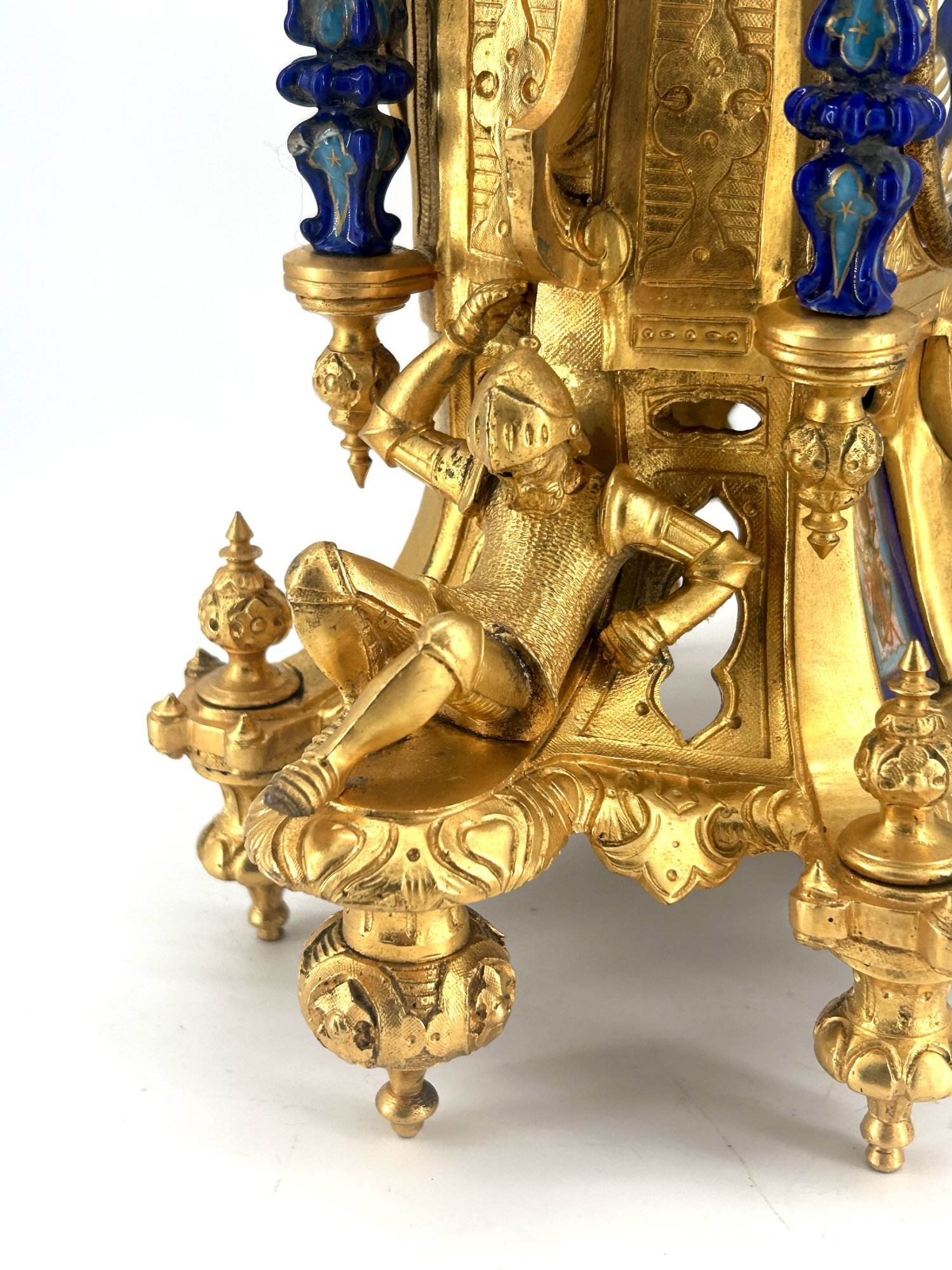 Stunning Rare Blue Coalport Porcelain Mantle Clock – ca 1850 - Image 16