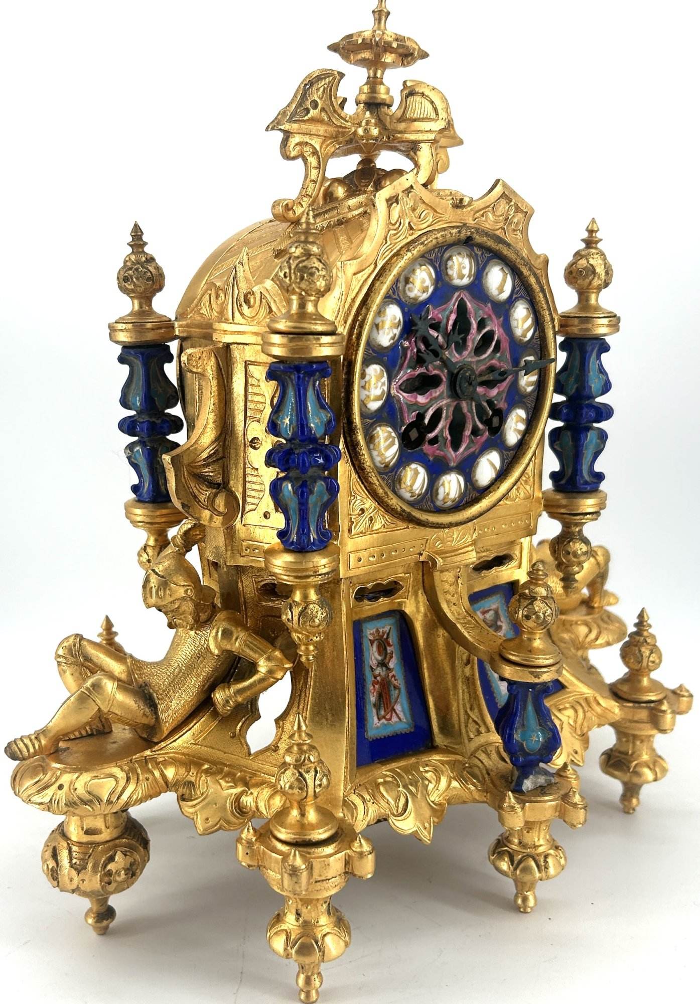 Stunning Rare Blue Coalport Porcelain Mantle Clock – ca 1850 - Image 15
