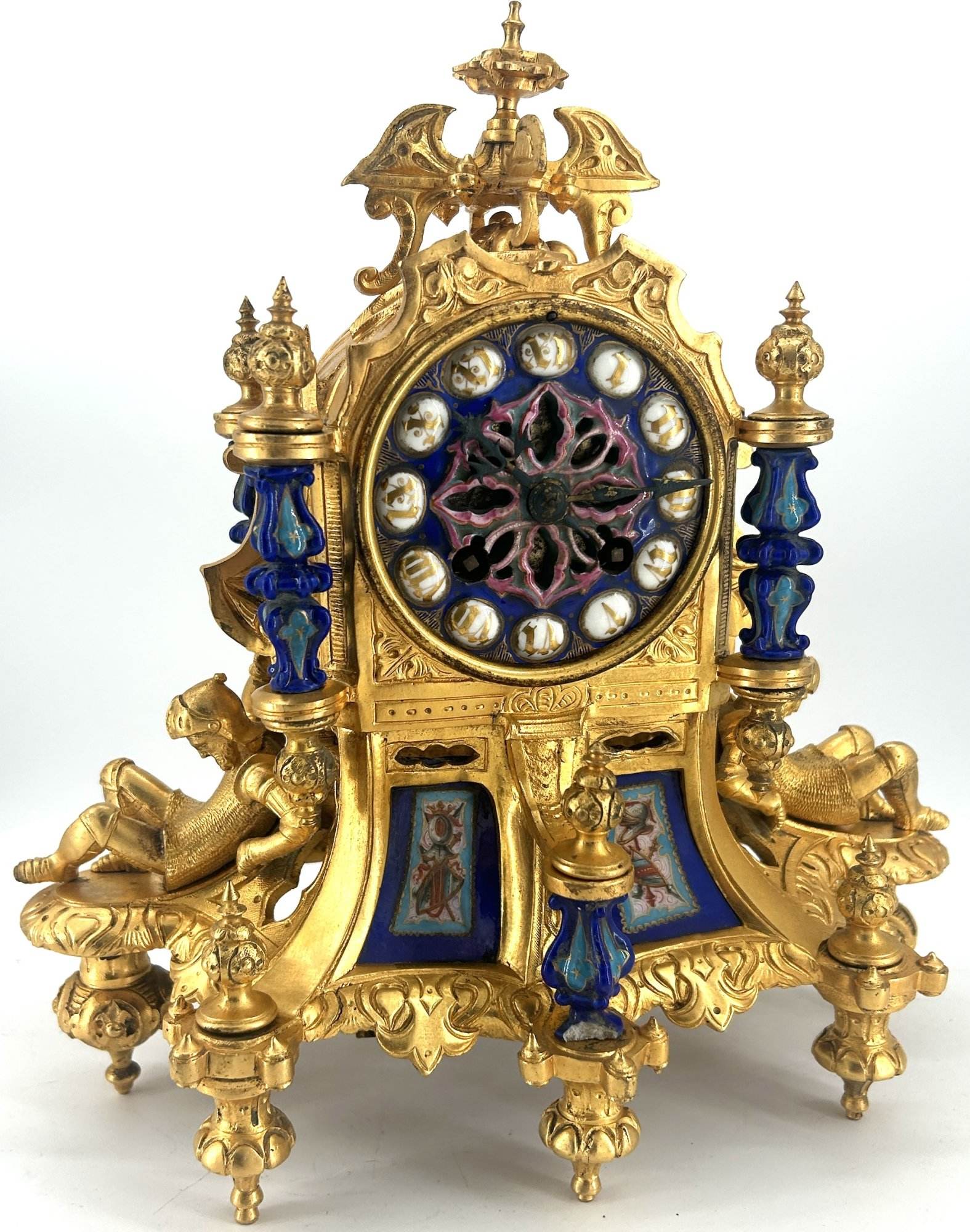 Stunning Rare Blue Coalport Porcelain Mantle Clock – ca 1850 - Image 2