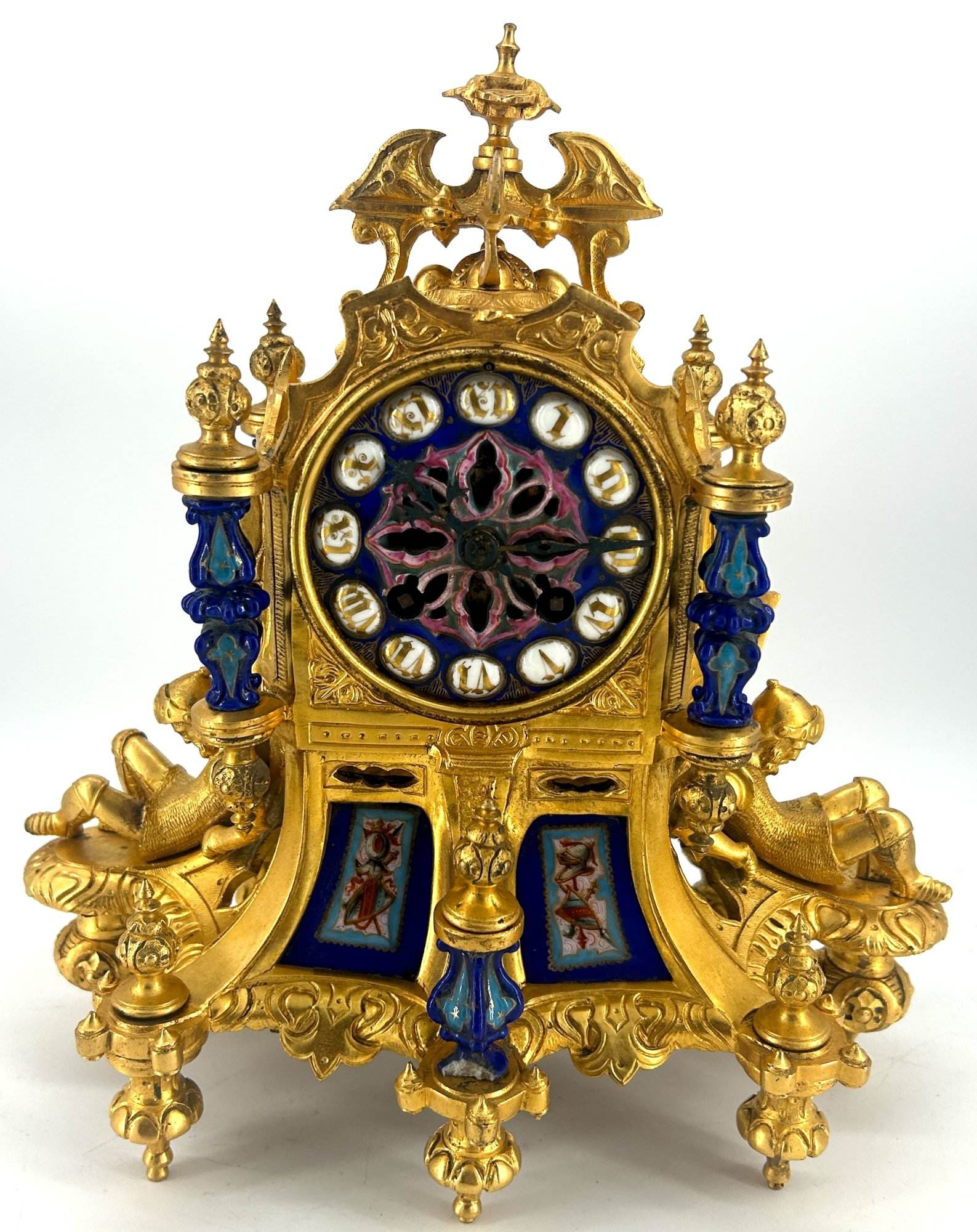 Stunning Rare Blue Coalport Porcelain Mantle Clock – ca 1850 - Image 19