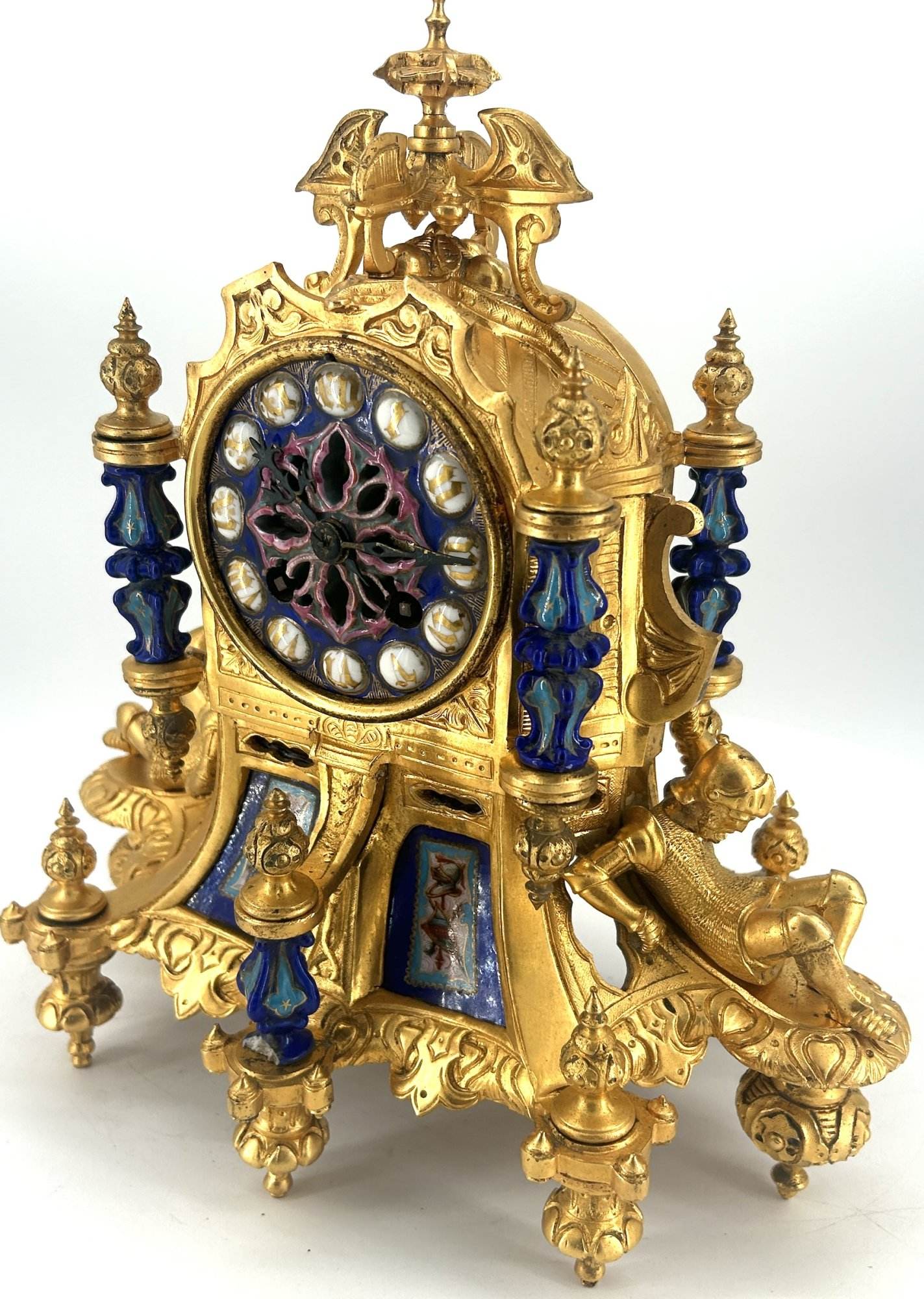 Stunning Rare Blue Coalport Porcelain Mantle Clock – ca 1850 - Image 18