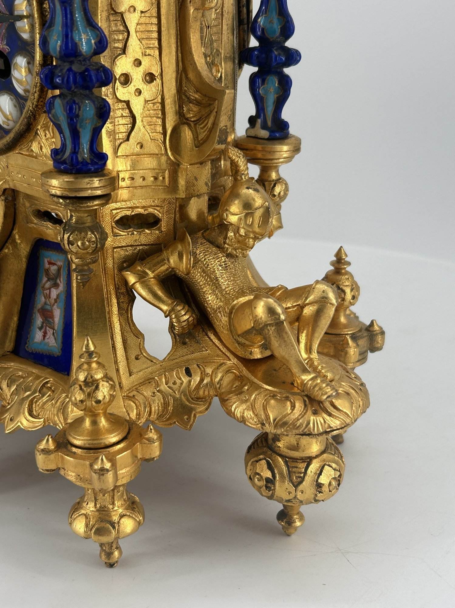 Stunning Rare Blue Coalport Porcelain Mantle Clock – ca 1850 - Image 17