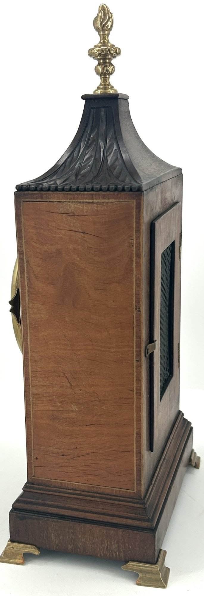 Wonderful Carved and inlaid Mahogany case Mantel Clock – ca1890 - Image 11
