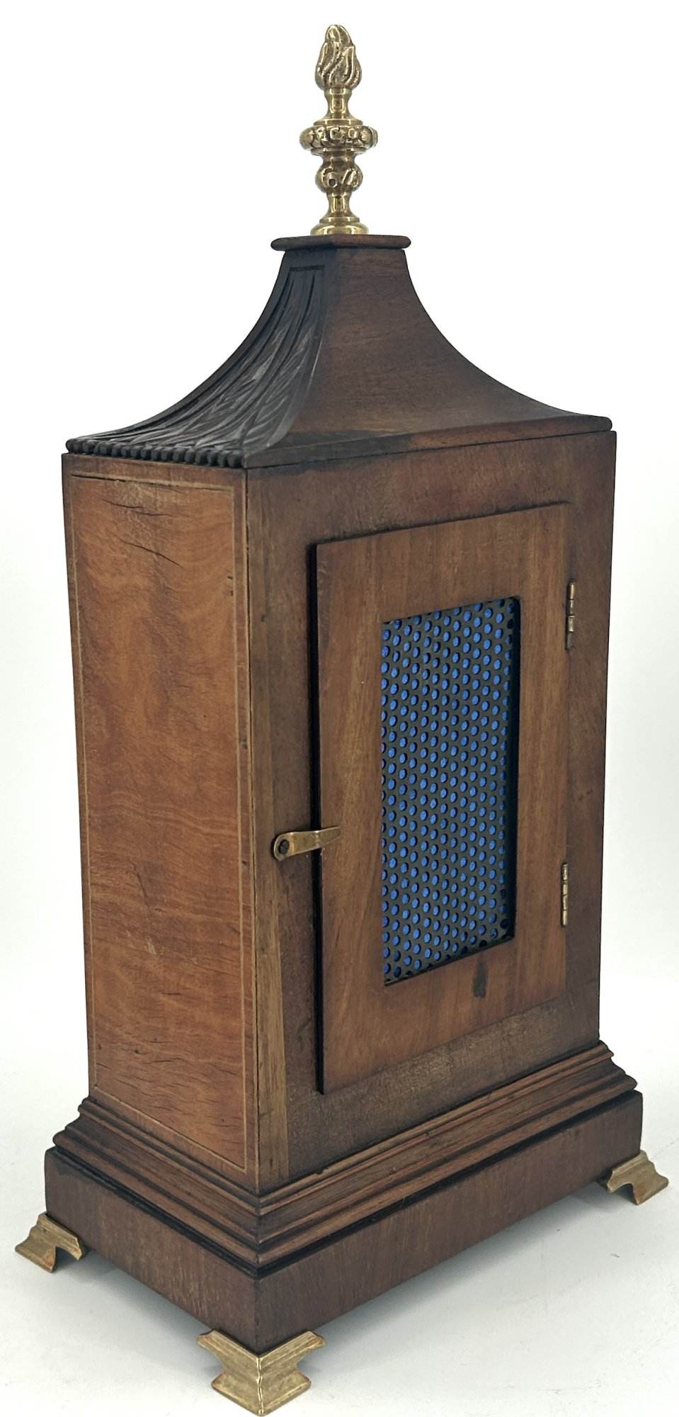 Wonderful Carved and inlaid Mahogany case Mantel Clock – ca1890 - Image 9