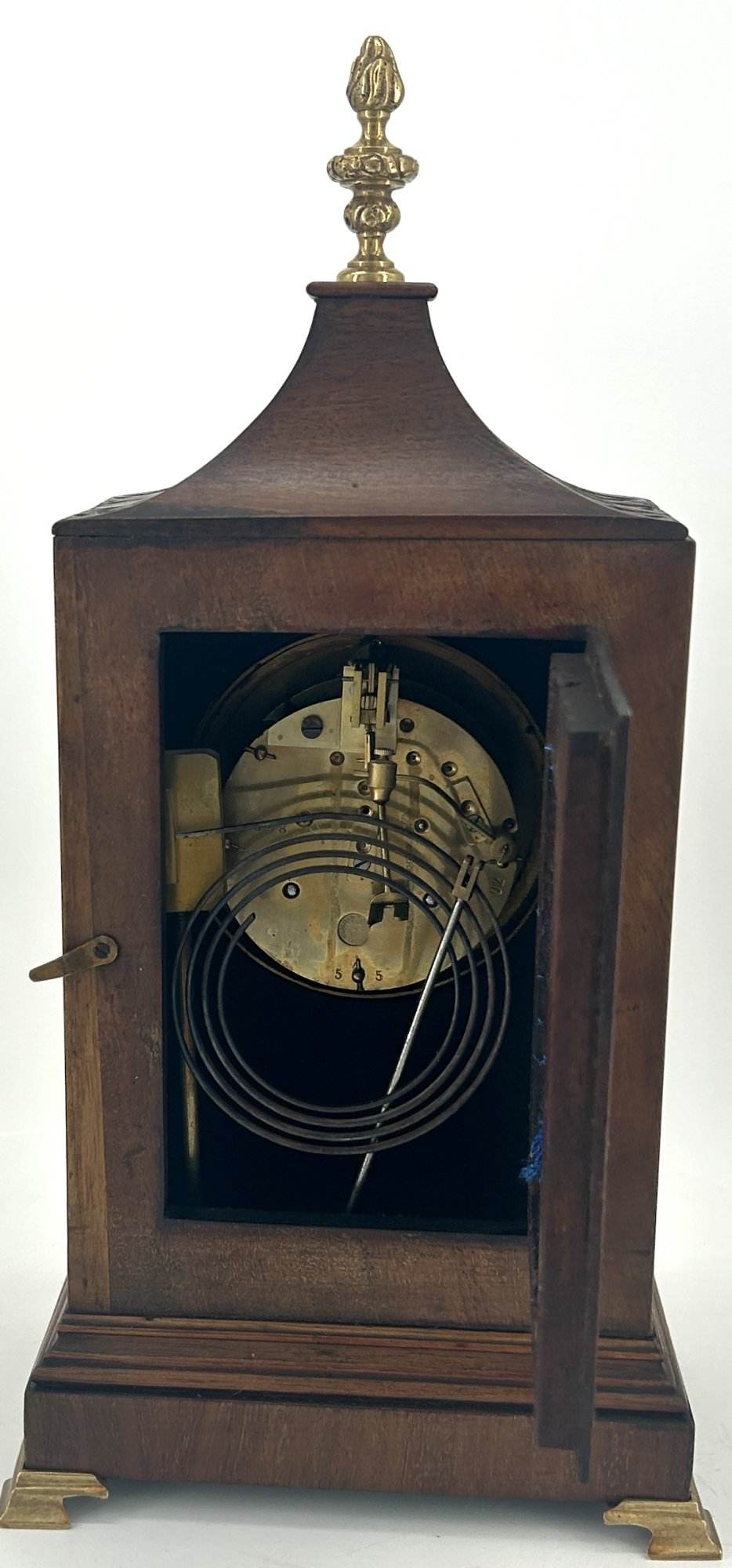 Wonderful Carved and inlaid Mahogany case Mantel Clock – ca1890 - Image 16