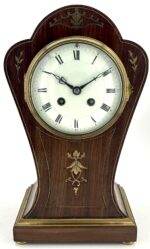 Wonderful French Art Nouveau Inspired Brass inlaid Mantle Clock - ca1890