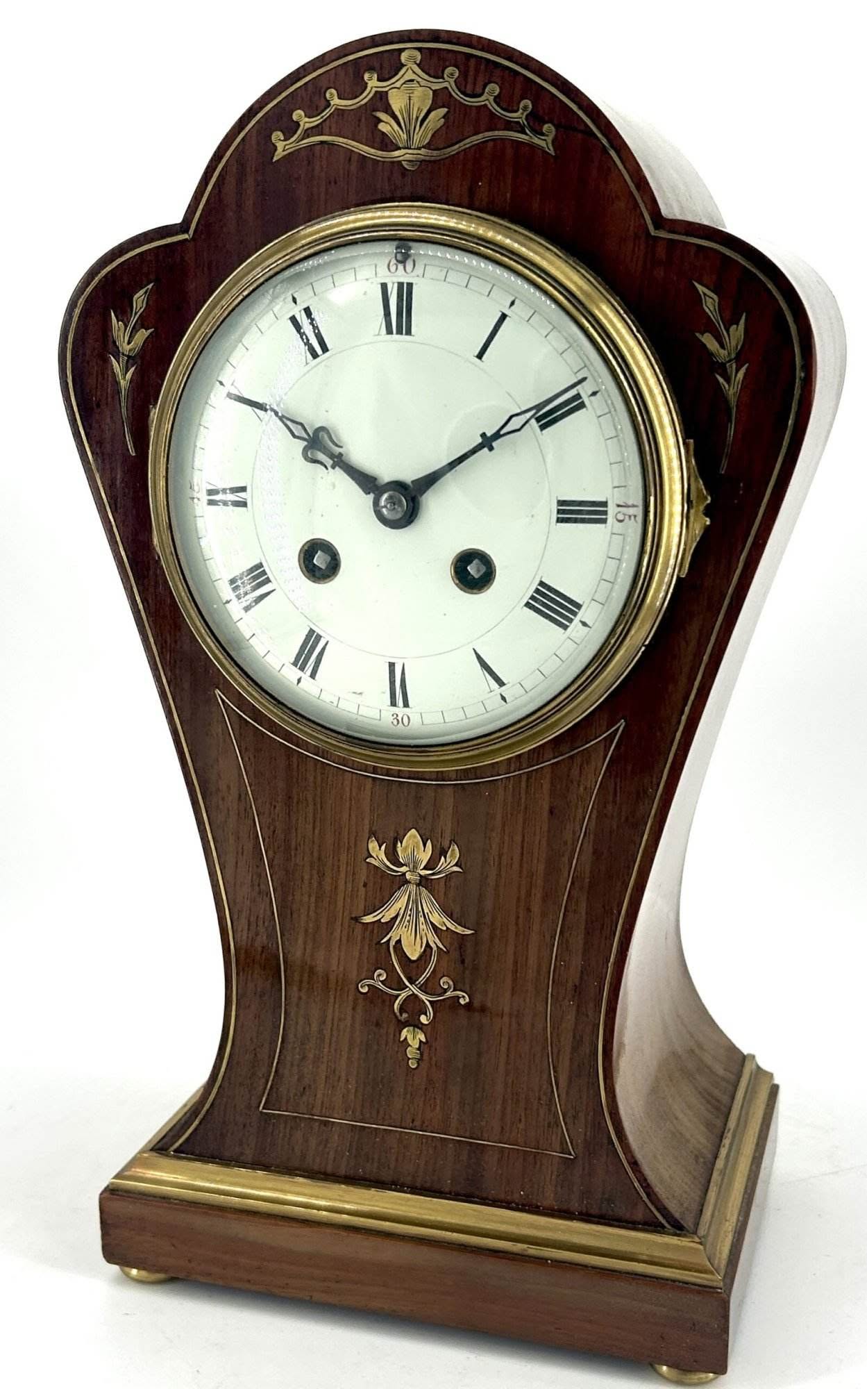Wonderful French Art Nouveau Inspired Brass inlaid Mantle Clock - ca1890 - Image 4