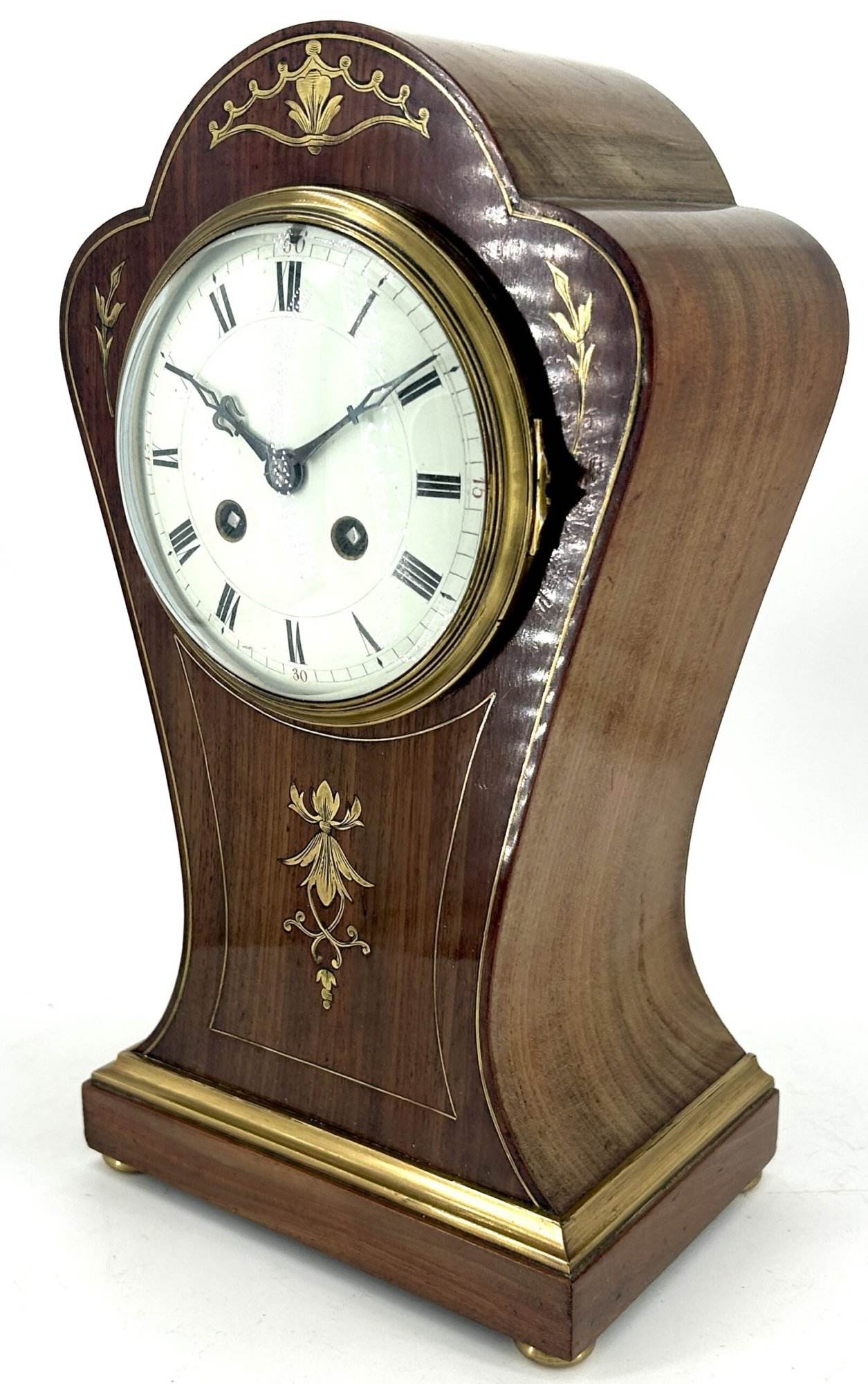 Wonderful French Art Nouveau Inspired Brass inlaid Mantle Clock - ca1890 - Image 5