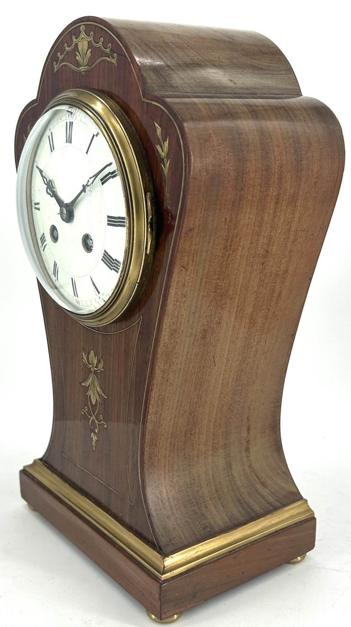 Wonderful French Art Nouveau Inspired Brass inlaid Mantle Clock - ca1890 - Image 3