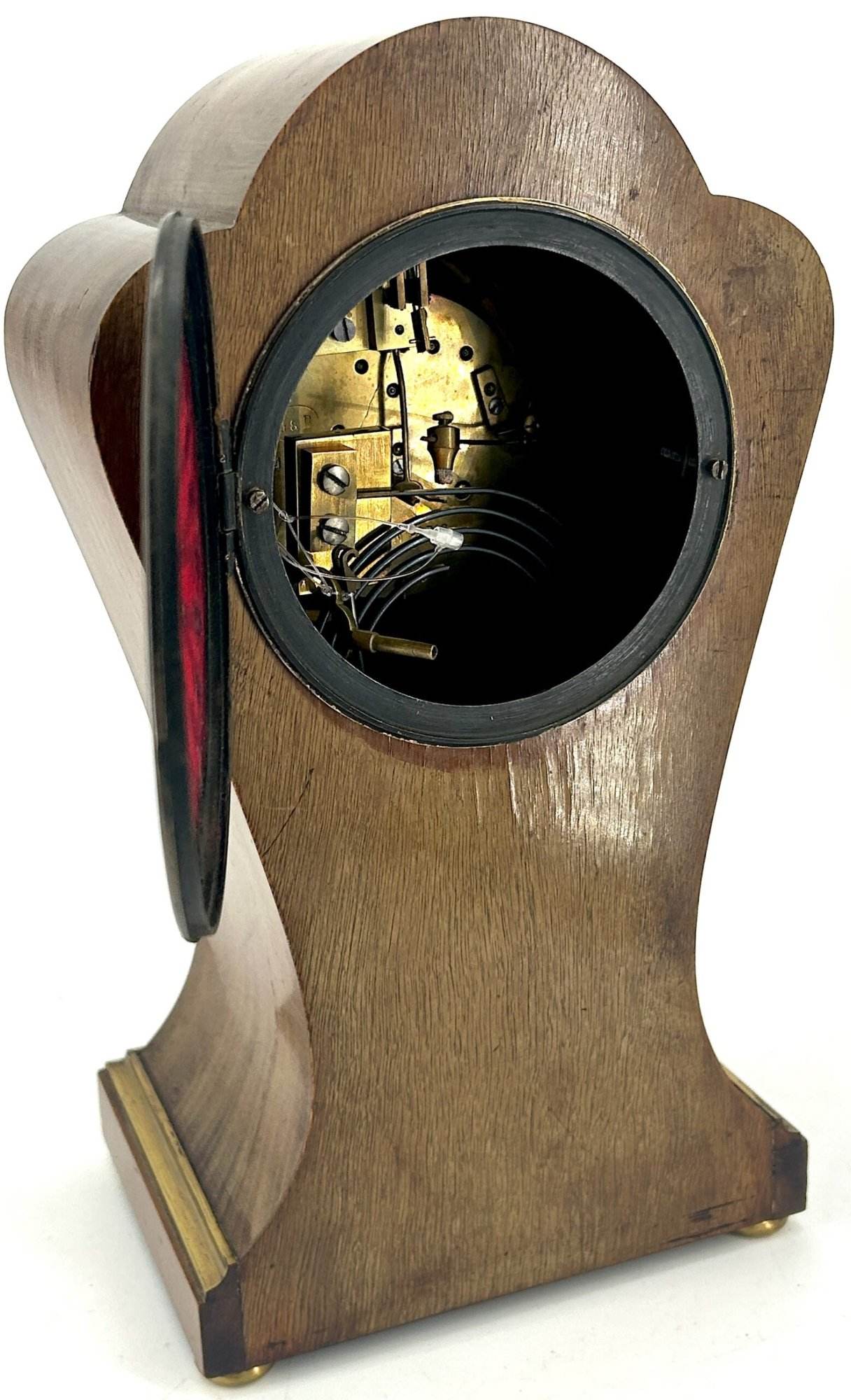 Wonderful French Art Nouveau Inspired Brass inlaid Mantle Clock - ca1890 - Image 14