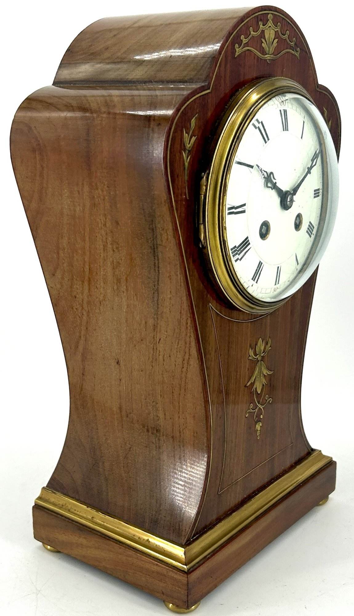Wonderful French Art Nouveau Inspired Brass inlaid Mantle Clock - ca1890 - Image 11