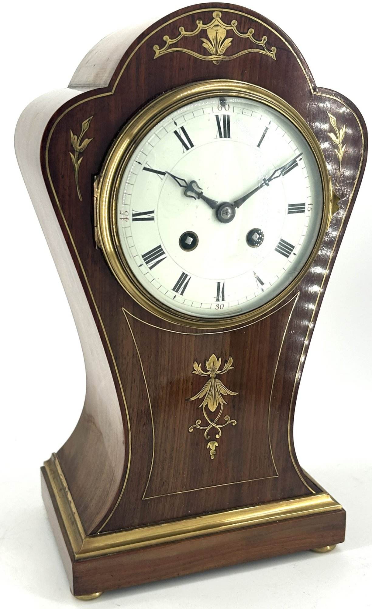 Wonderful French Art Nouveau Inspired Brass inlaid Mantle Clock - ca1890 - Image 10